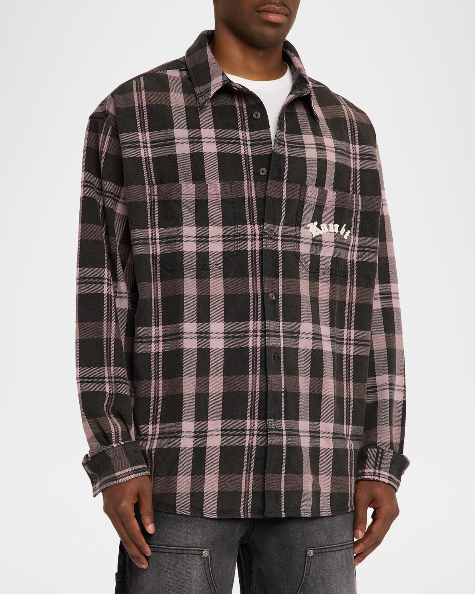 KSUBI Plaid Flannel Shirt スビ シャツ チェックシャツ Ksubi Men's Vulture Double-Pocket Logo Flannel Shirt | Neiman Marcus