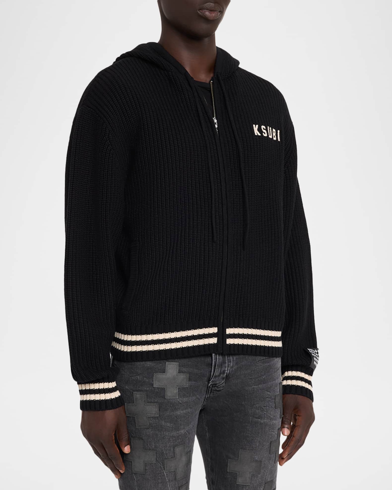 Ksubi Men's Boxer Full-Zip Wool and Cotton Knit Hoodie | Neiman Marcus