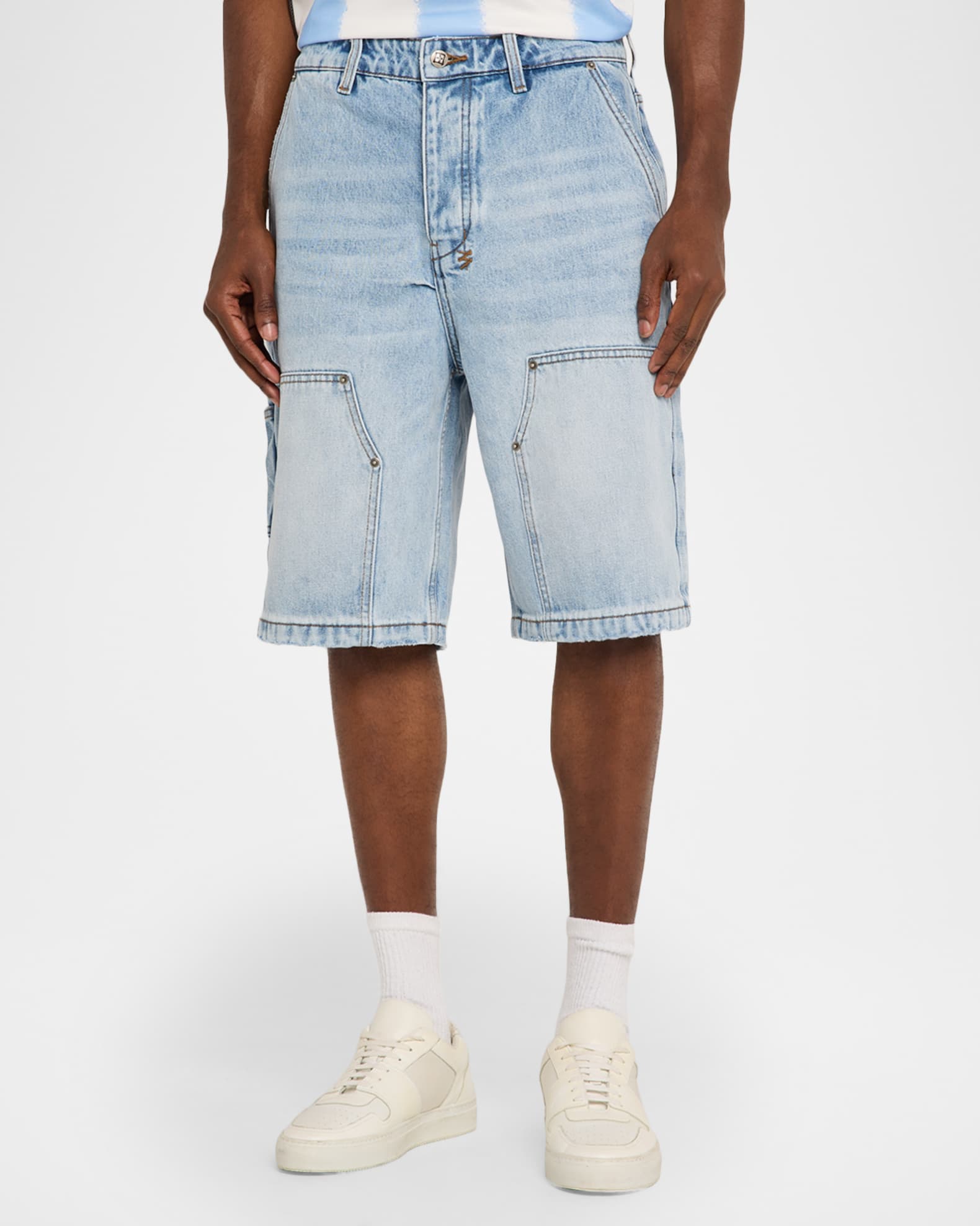 Ksubi Men's MAXX Operator Wide-Leg Denim Shorts | Neiman Marcus