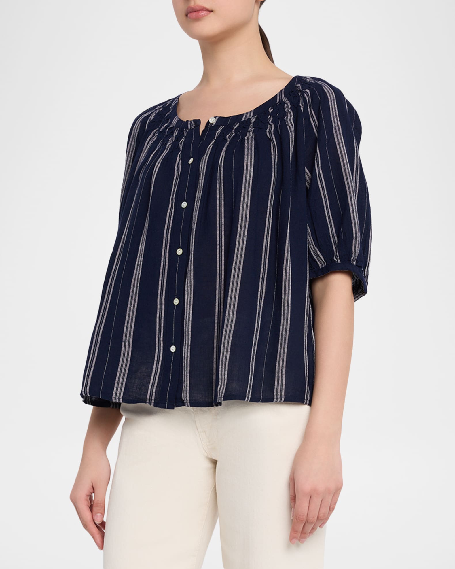 Rails Rix Stripe Linen Blouse | Neiman Marcus
