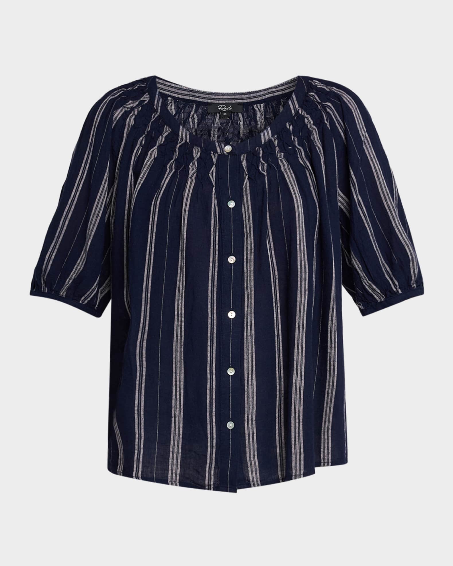 Rails Rix Stripe Linen Blouse | Neiman Marcus