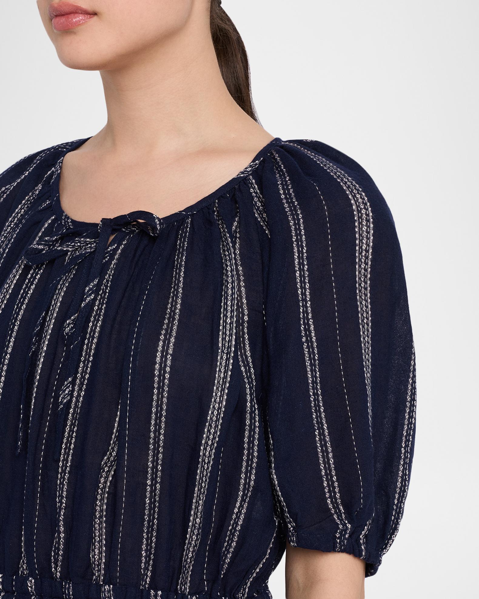 Rails Saba Stripe Linen Puff-Sleeve Mini Dress | Neiman Marcus