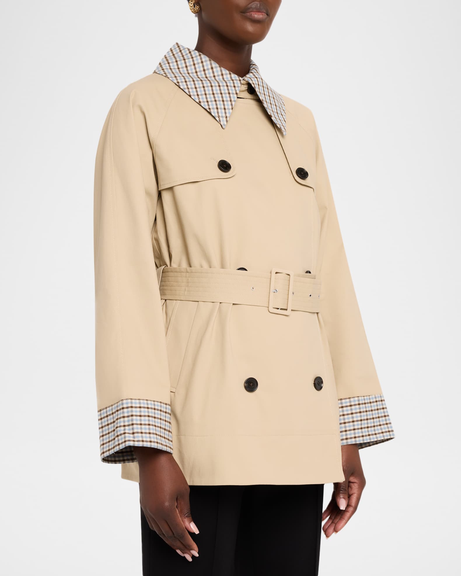 Rails Lucien Gingham Gabardine Trench Coat | Neiman Marcus