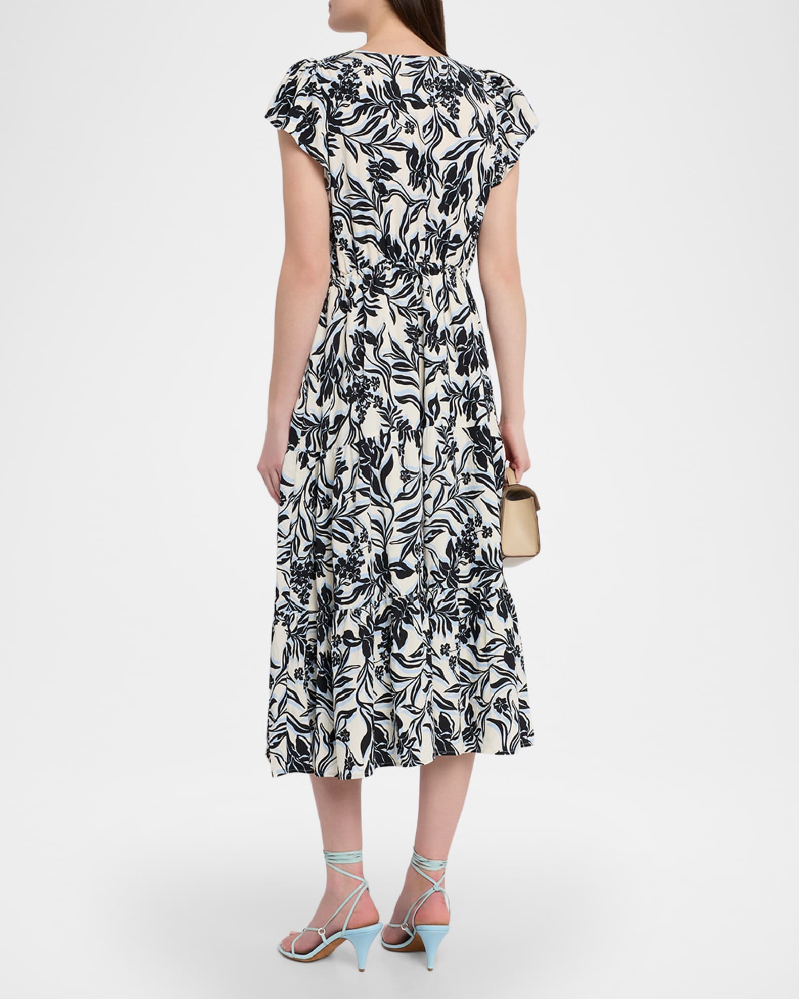 printed poplin midi dress - Red / White 100% Cotton Marchesa Notte Printed V-Neck Midi