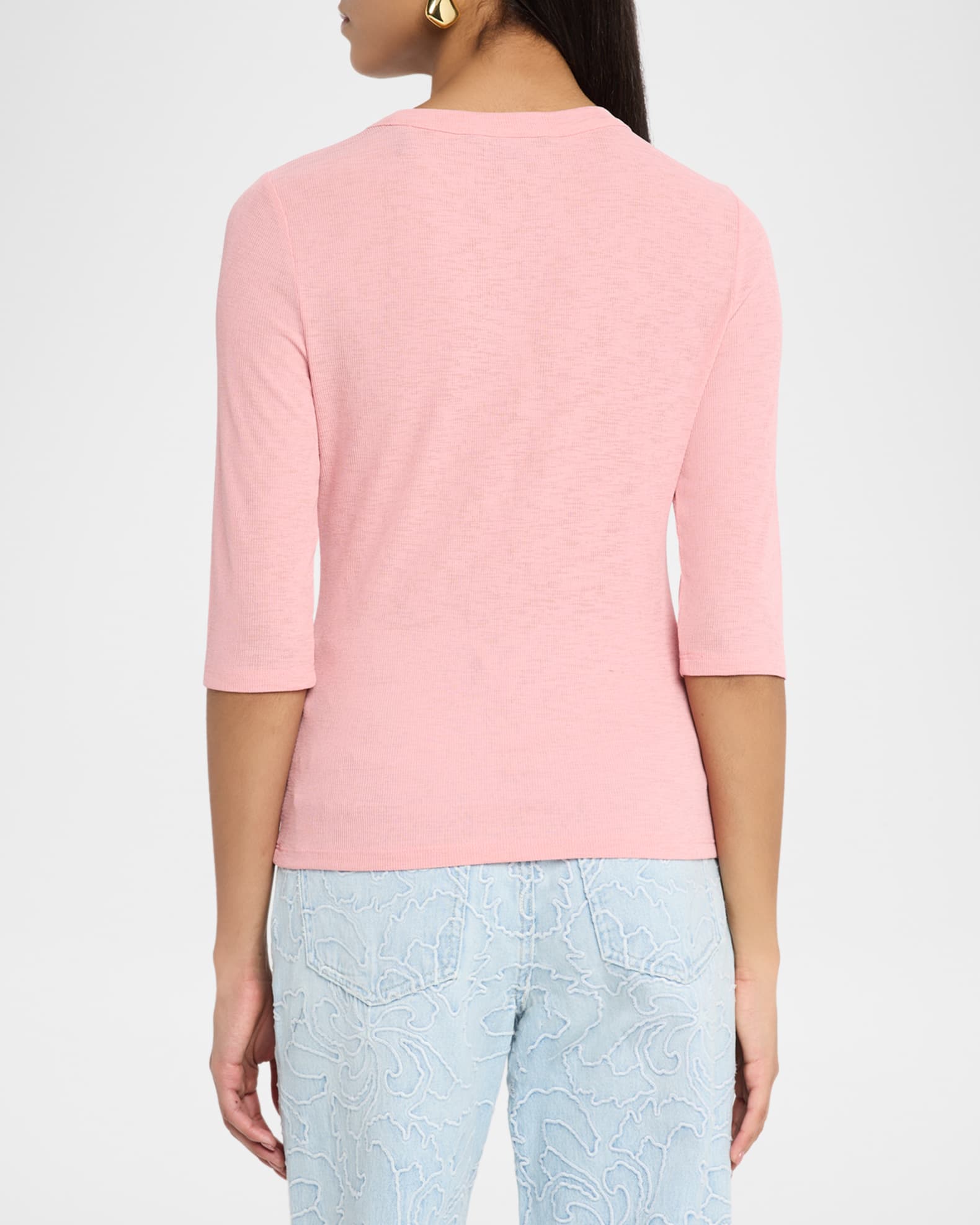 Veronica Beard Auclair Rib-Knit Tee | Neiman Marcus