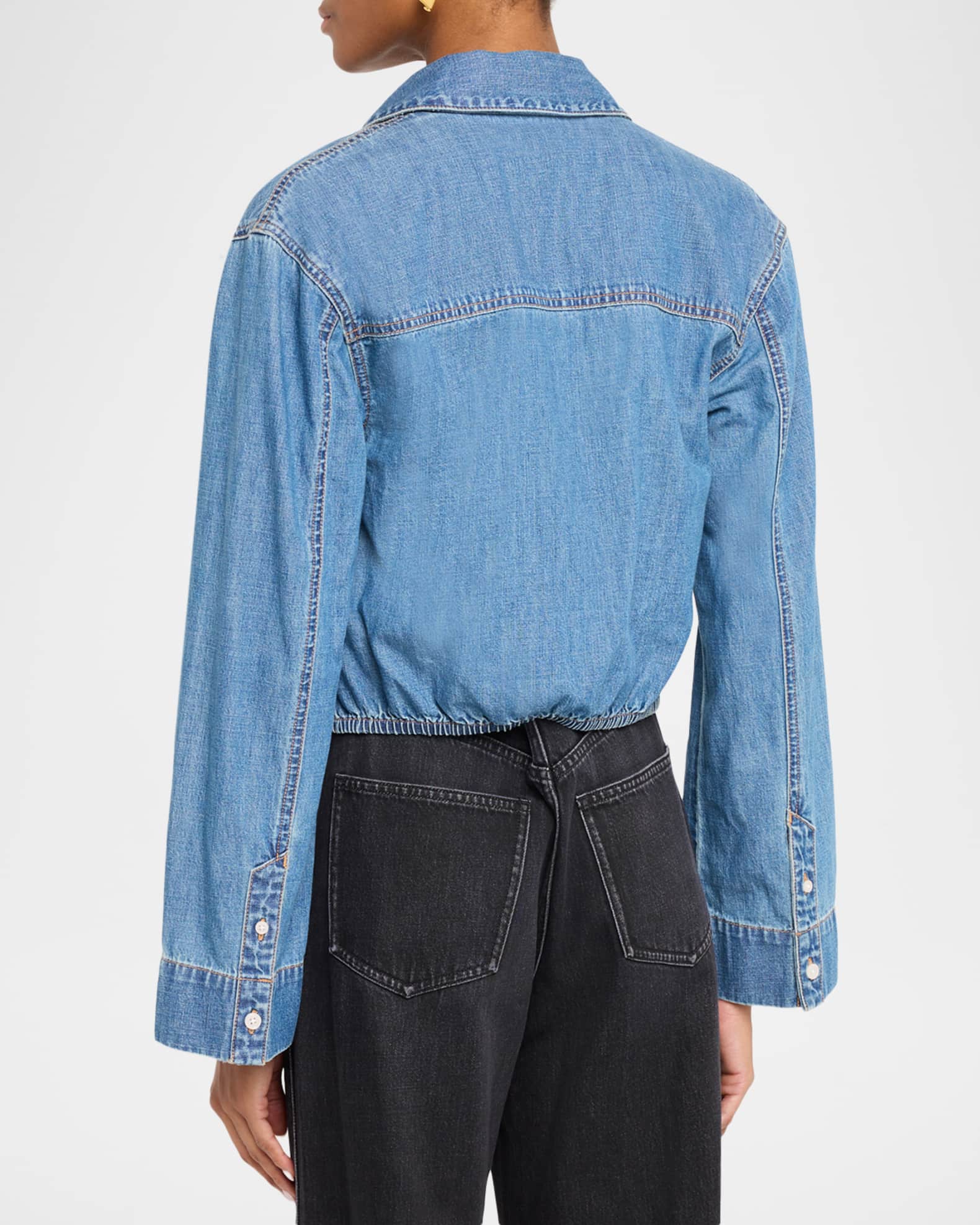 Veronica Beard Timothy Twist-Front Denim Shirt | Neiman Marcus