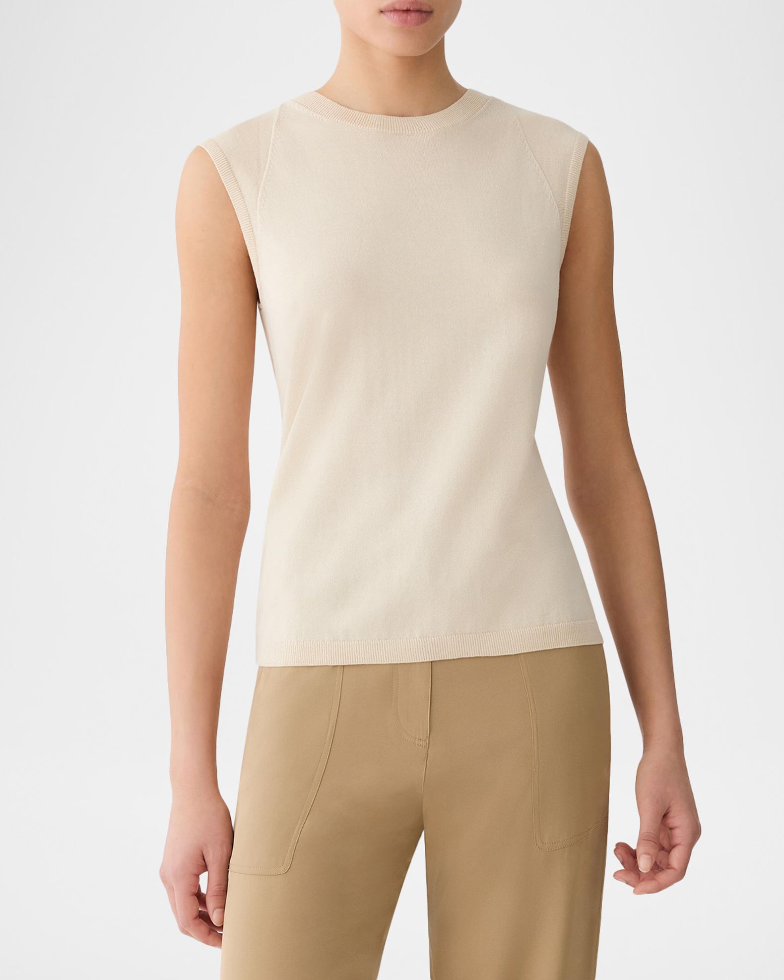 Lafayette 148 New York Crewneck Cotton-Silk Shell | Neiman Marcus