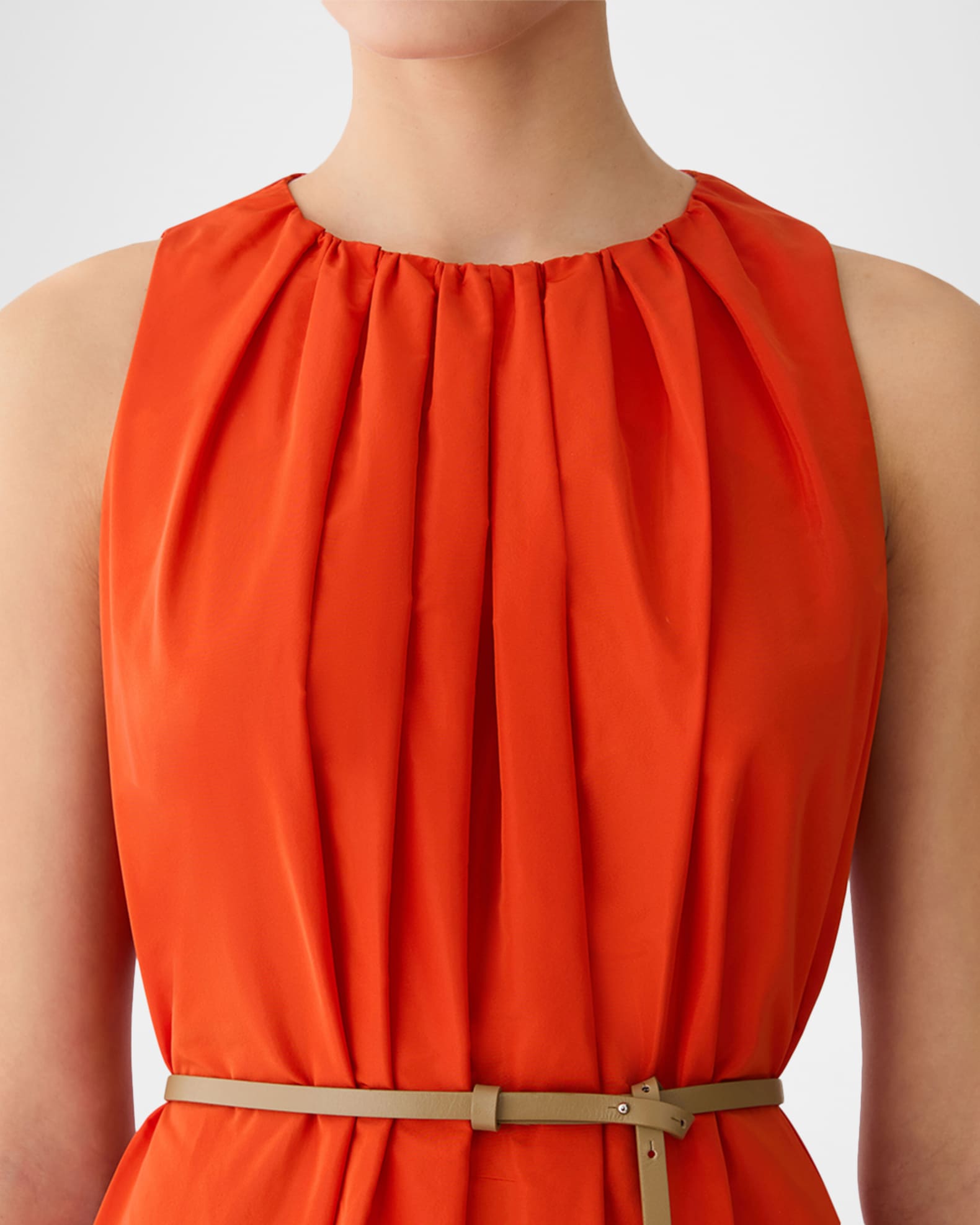 Lafayette 148 New York Sleeveless Pleated Midi Dress | Neiman Marcus