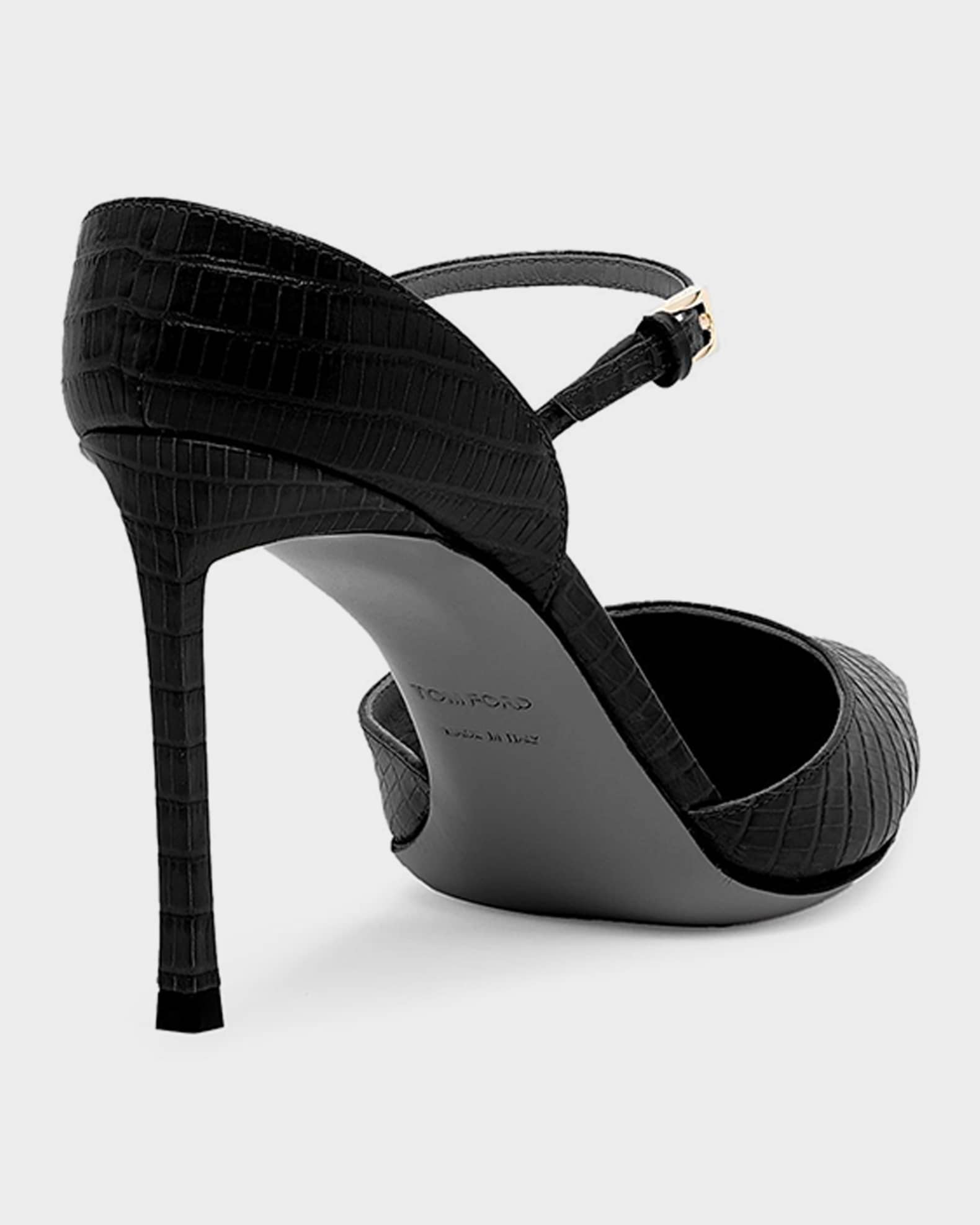TOM FORD Tejus 85mm Croc-Embossed Leather Mary Jane Pumps | Neiman