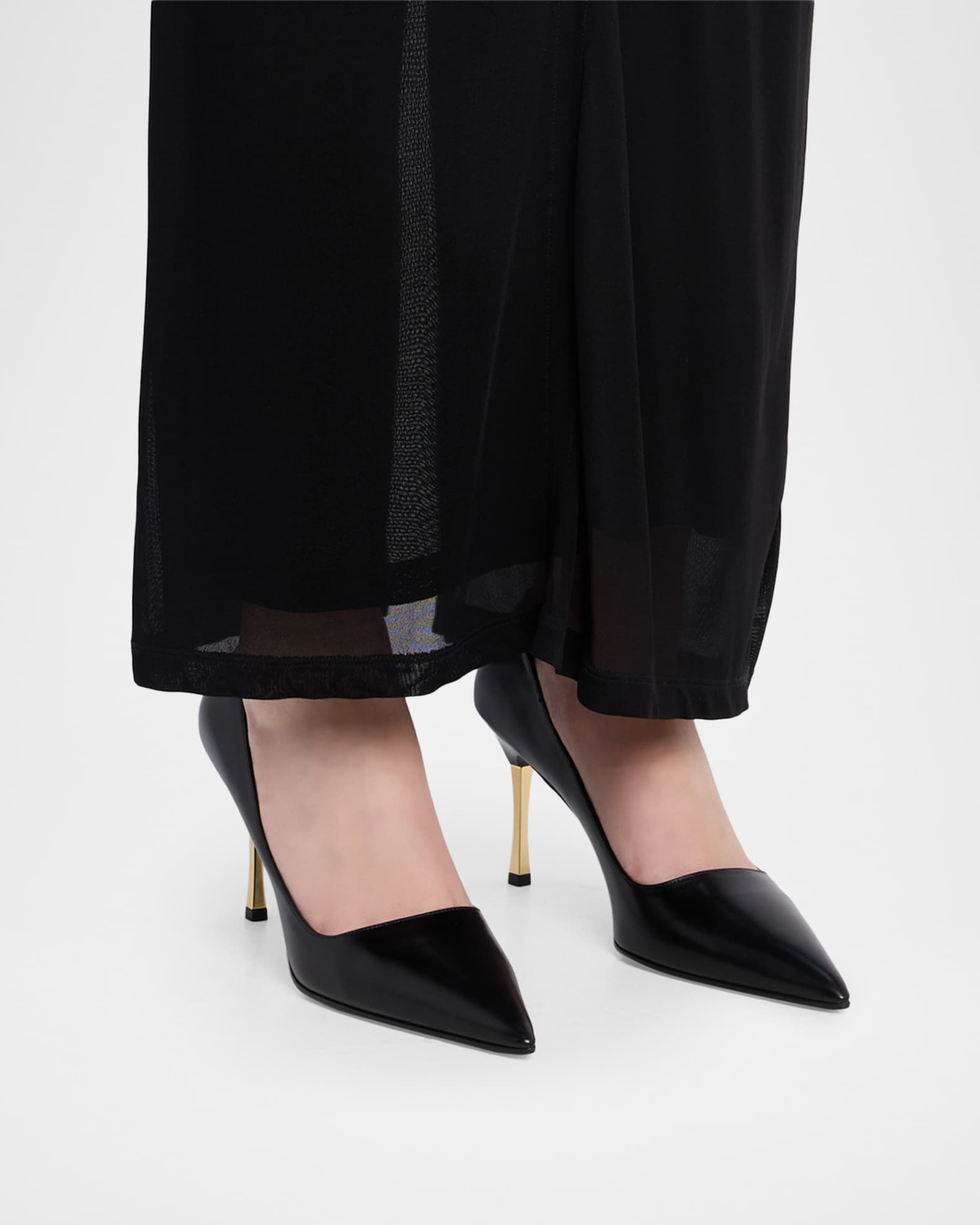 Gucci 85mm Trinity Leather Pointed-Toe Pumps | Neiman Marcus