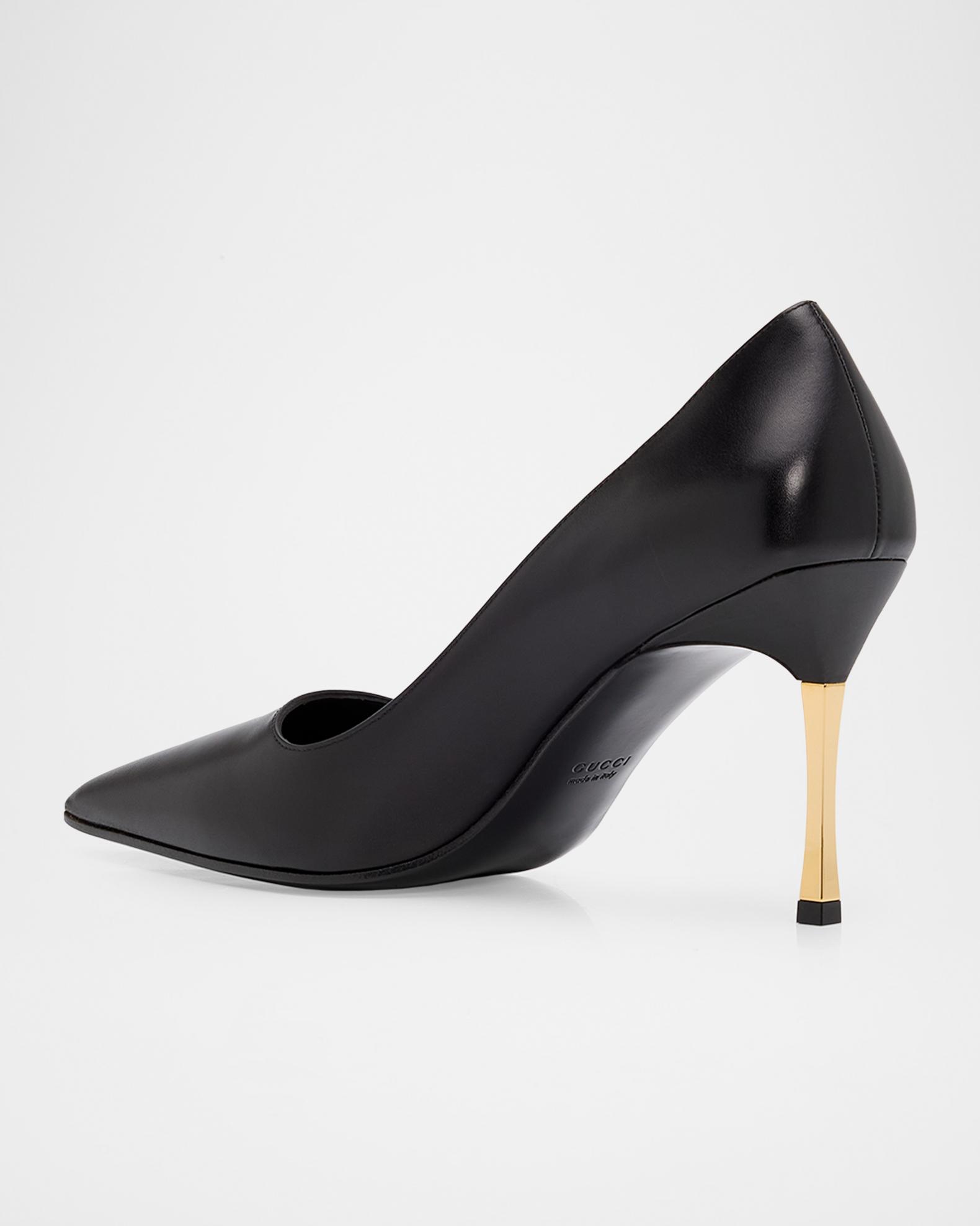 Gucci 85mm Trinity Leather Pointed-Toe Pumps | Neiman Marcus