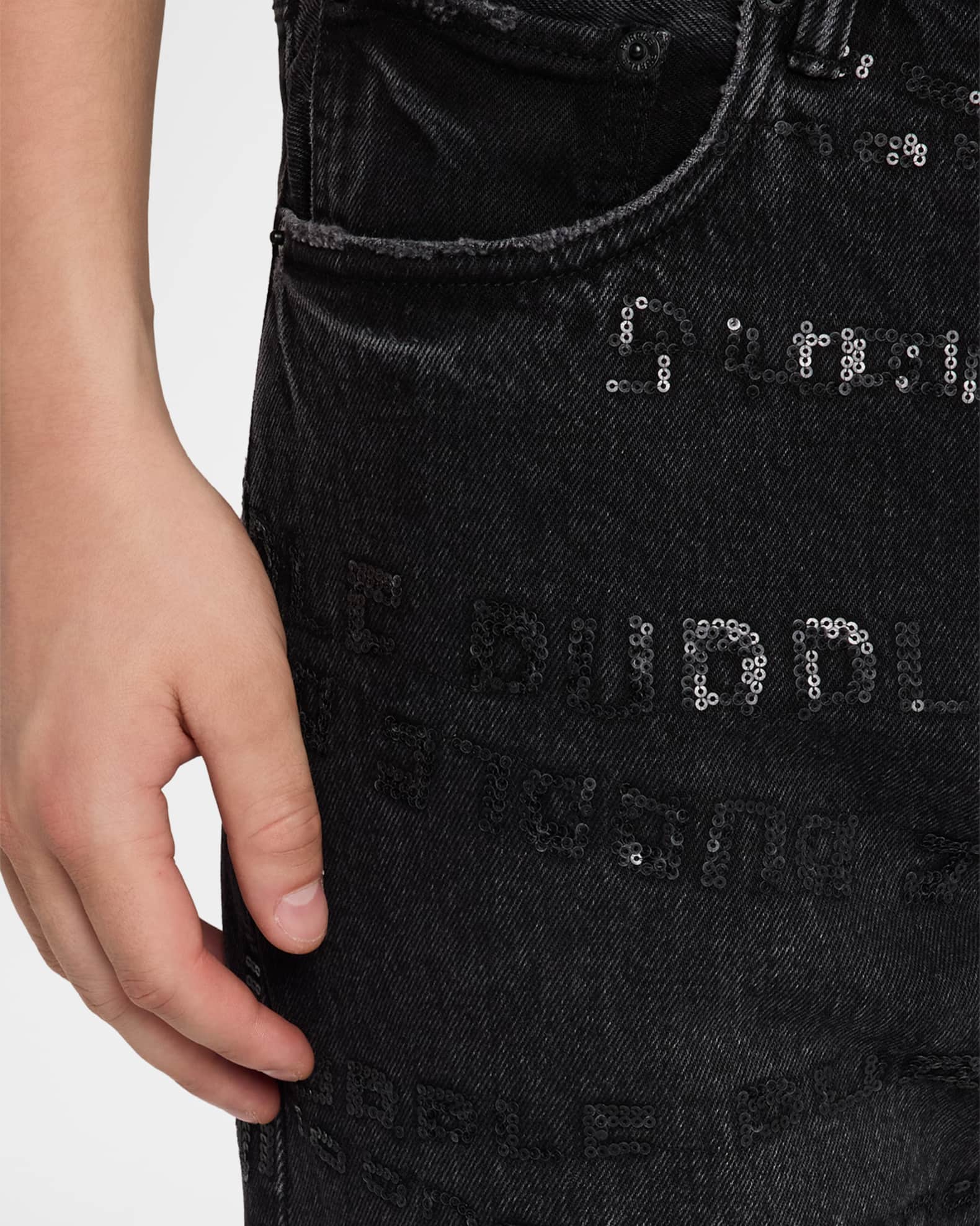 PURPLE Men's P011 Sequins Wordmark Jeans | Neiman Marcus