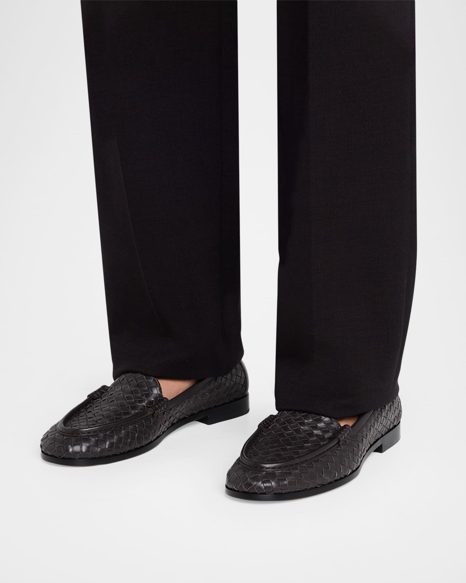 Bottega Veneta Silenzio Intrecciato Leather Loafers | Neiman Marcus