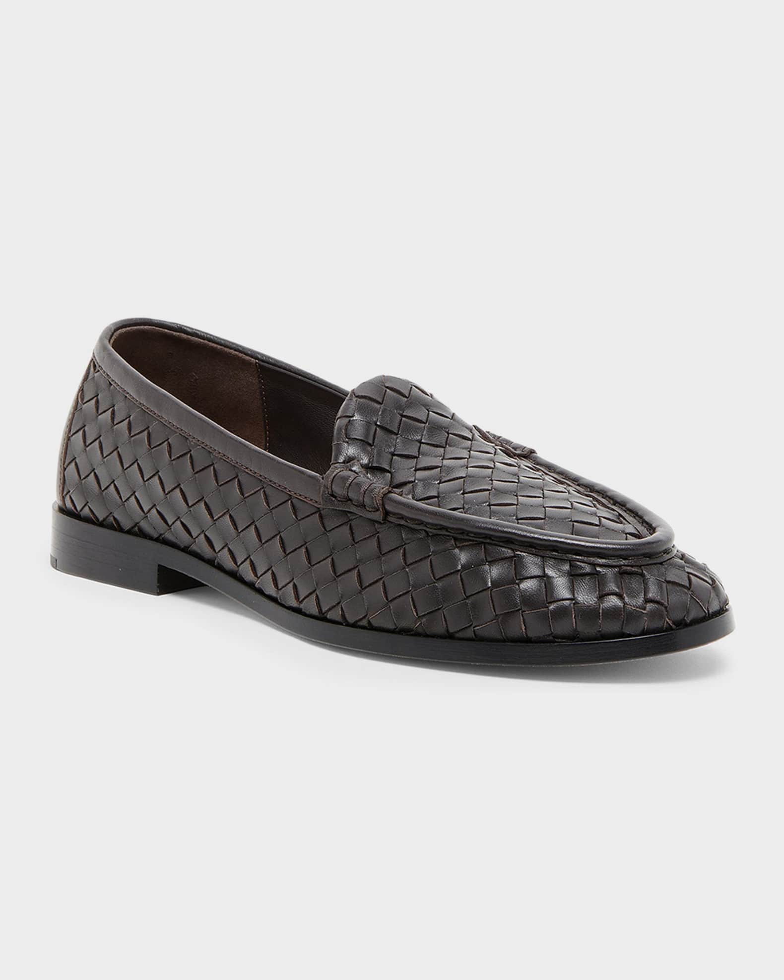 Bottega Veneta Silenzio Intrecciato Leather Loafers | Neiman Marcus