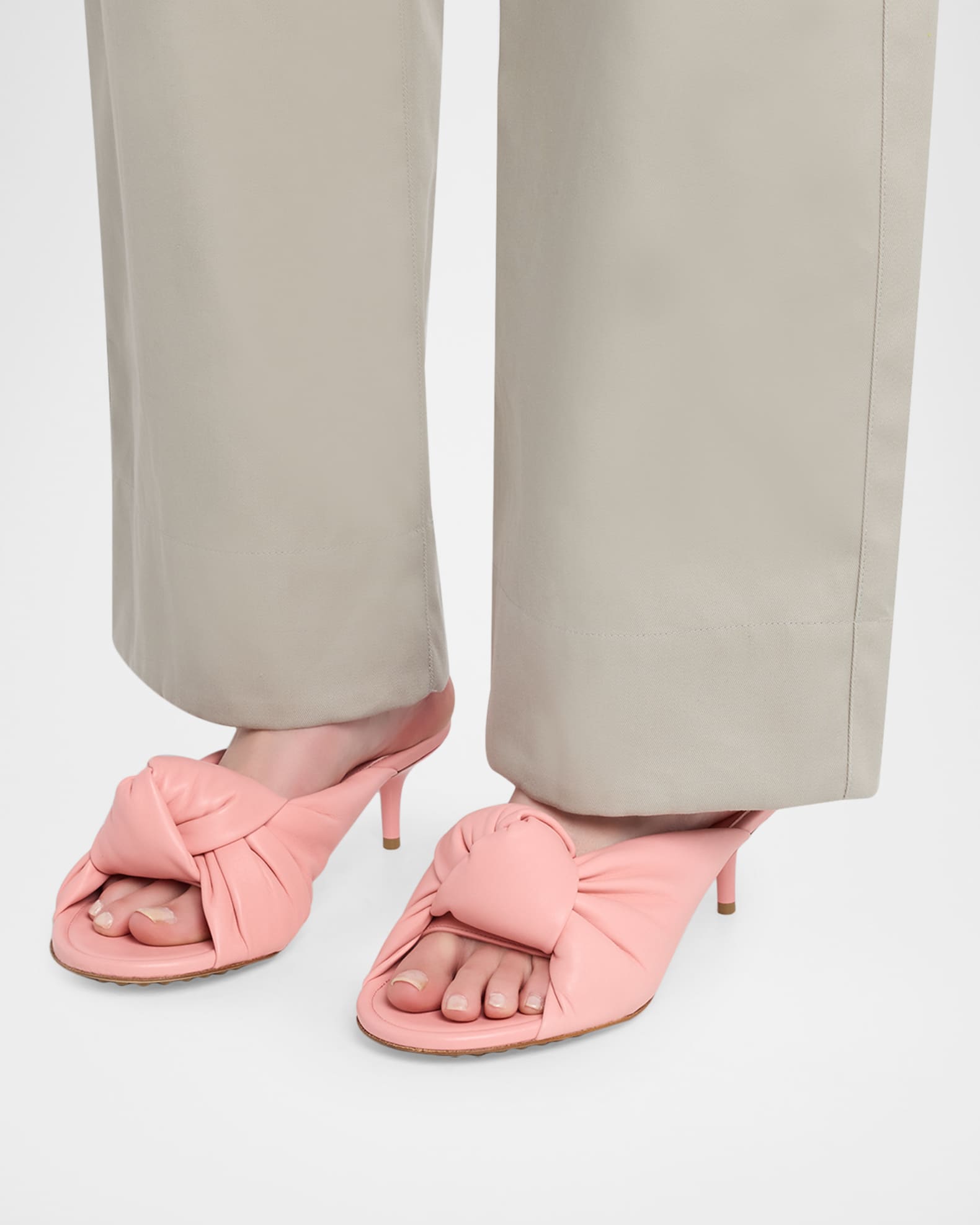 Bottega Veneta 35mm Cherry Knotted Leather Mule Sandals | Neiman