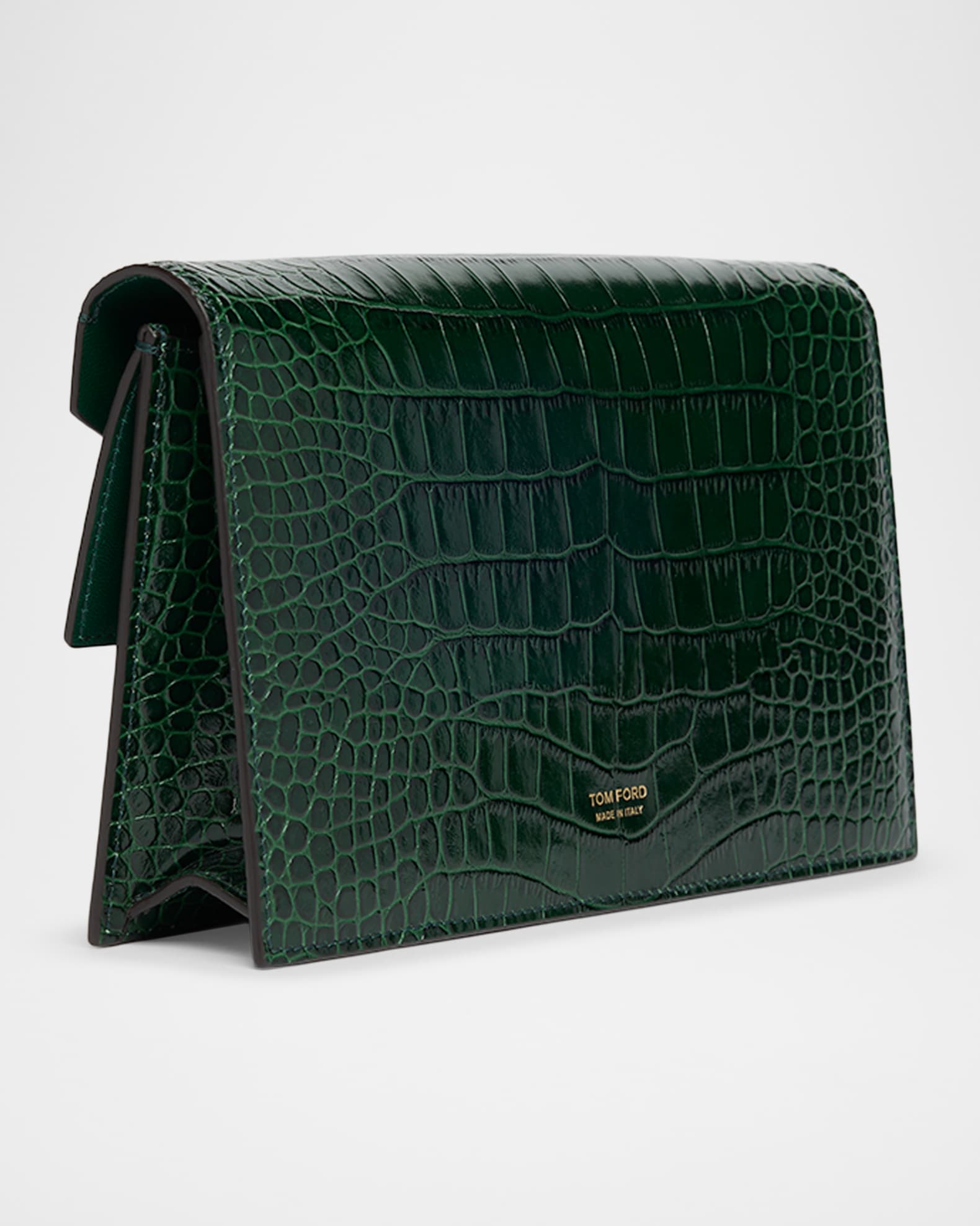 TOM FORD Small Croc-Embossed Leather T-Clasp Clutch Bag | Neiman