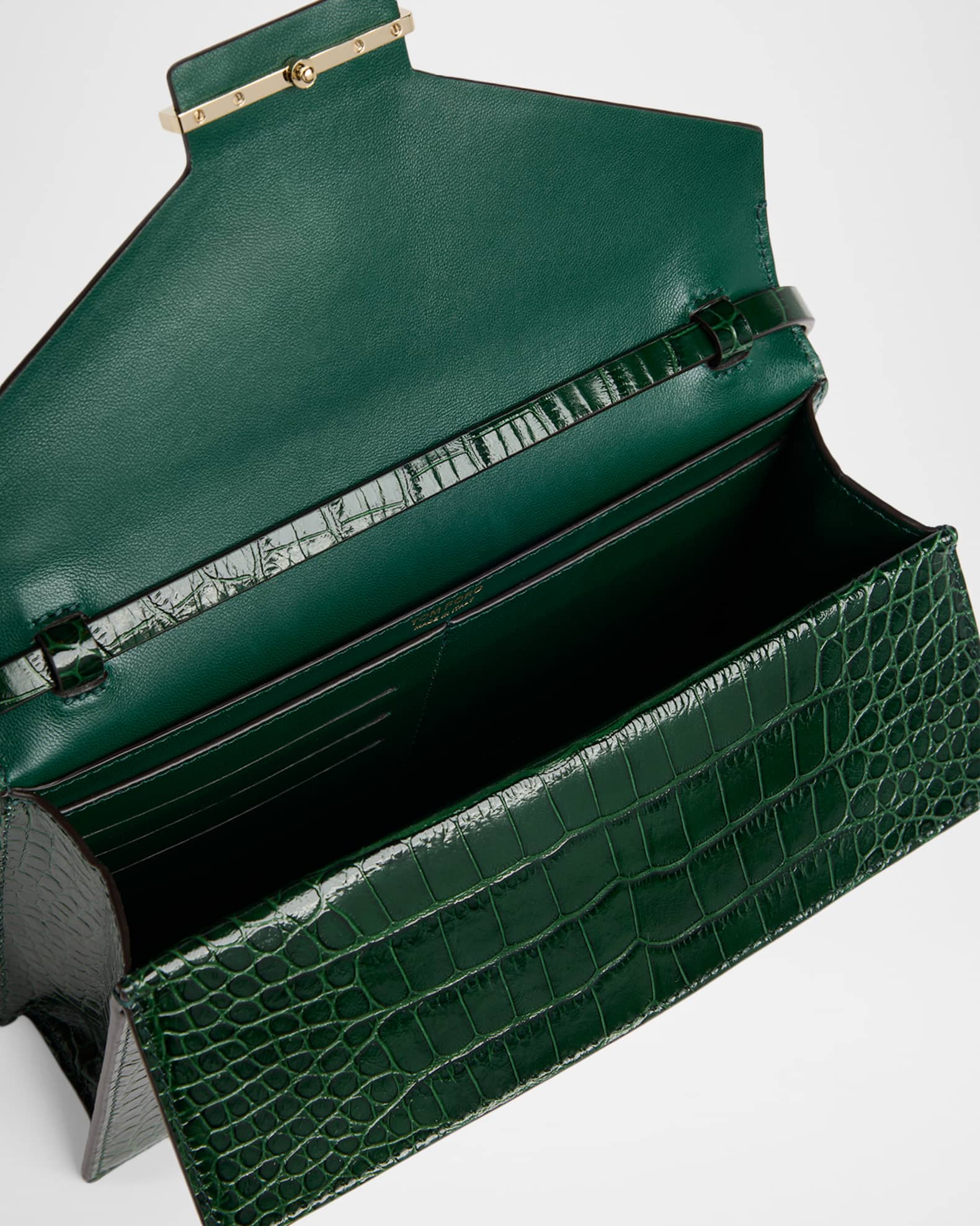 TOM FORD Small Croc-Embossed Leather T-Clasp Clutch Bag | Neiman