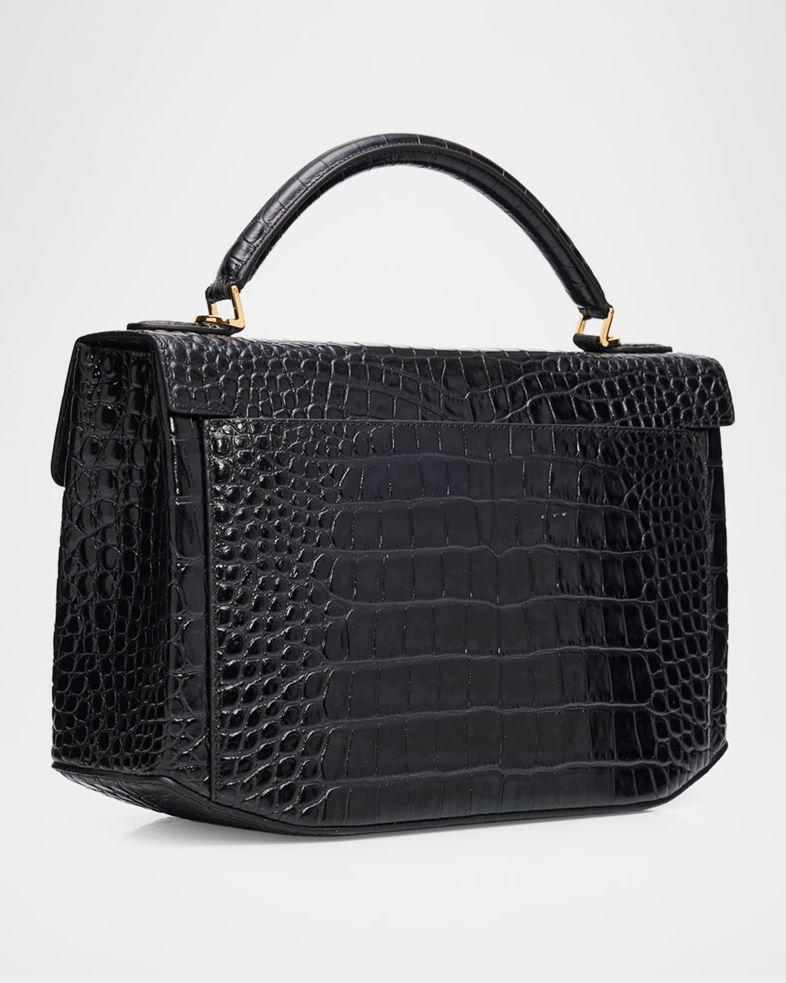 Toteme Box Croc-Embossed Leather Top-Handle Bag | Neiman Marcus