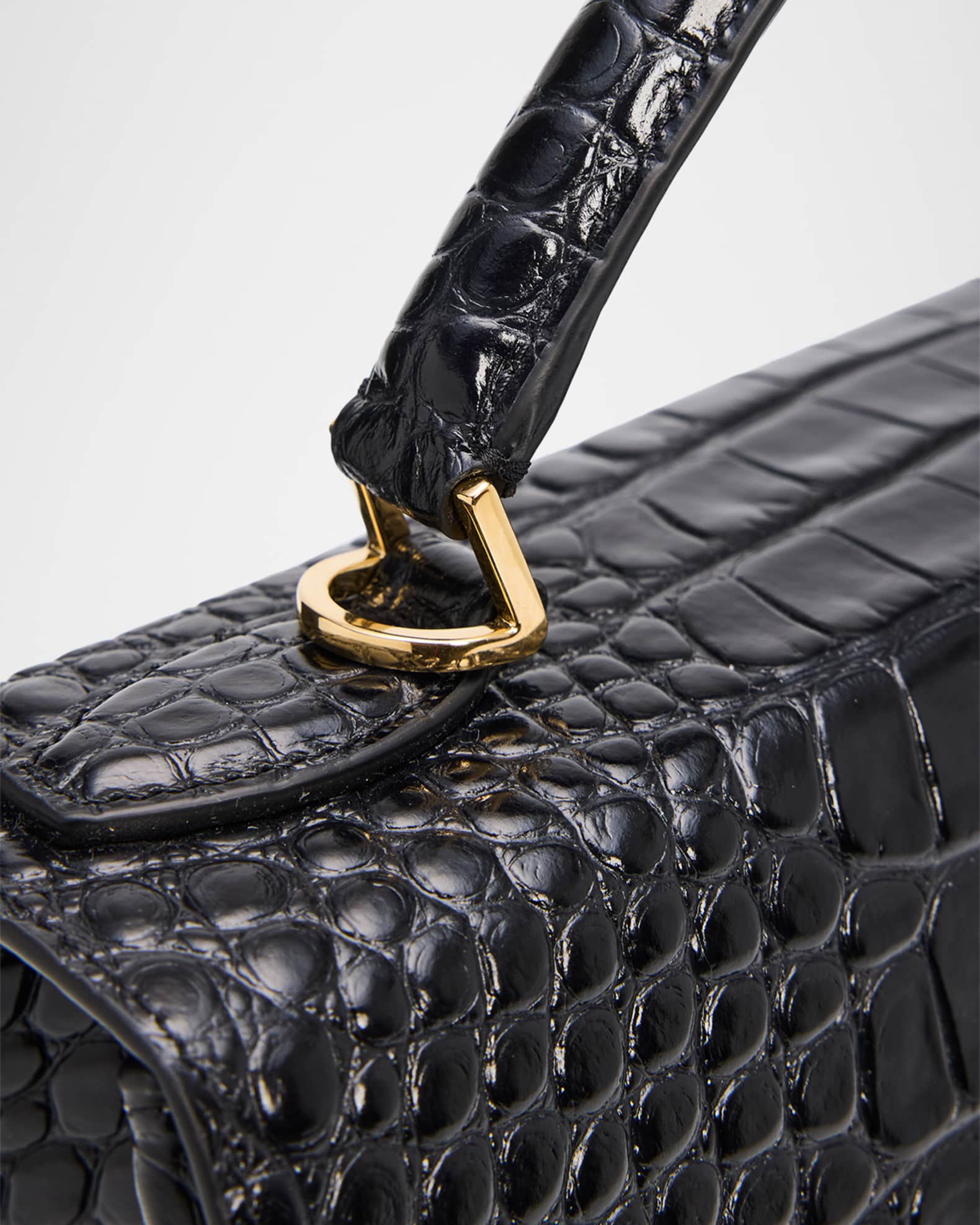 Toteme Box Croc-Embossed Leather Top-Handle Bag | Neiman Marcus