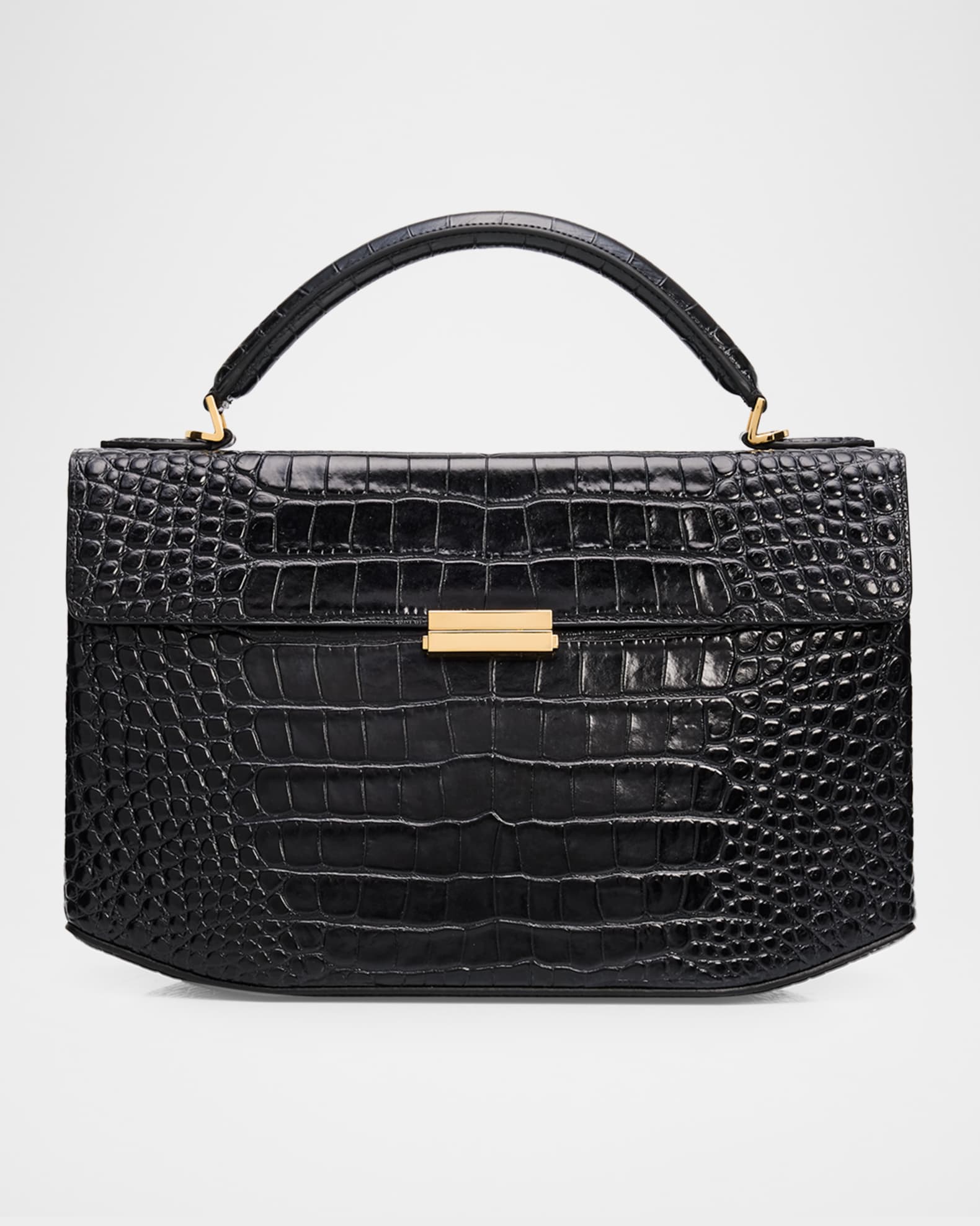 TOTEME 革　箱あり新品　パスポートホルダー Toteme Box Croc-Embossed Leather Top-Handle Bag | Neiman Marcus