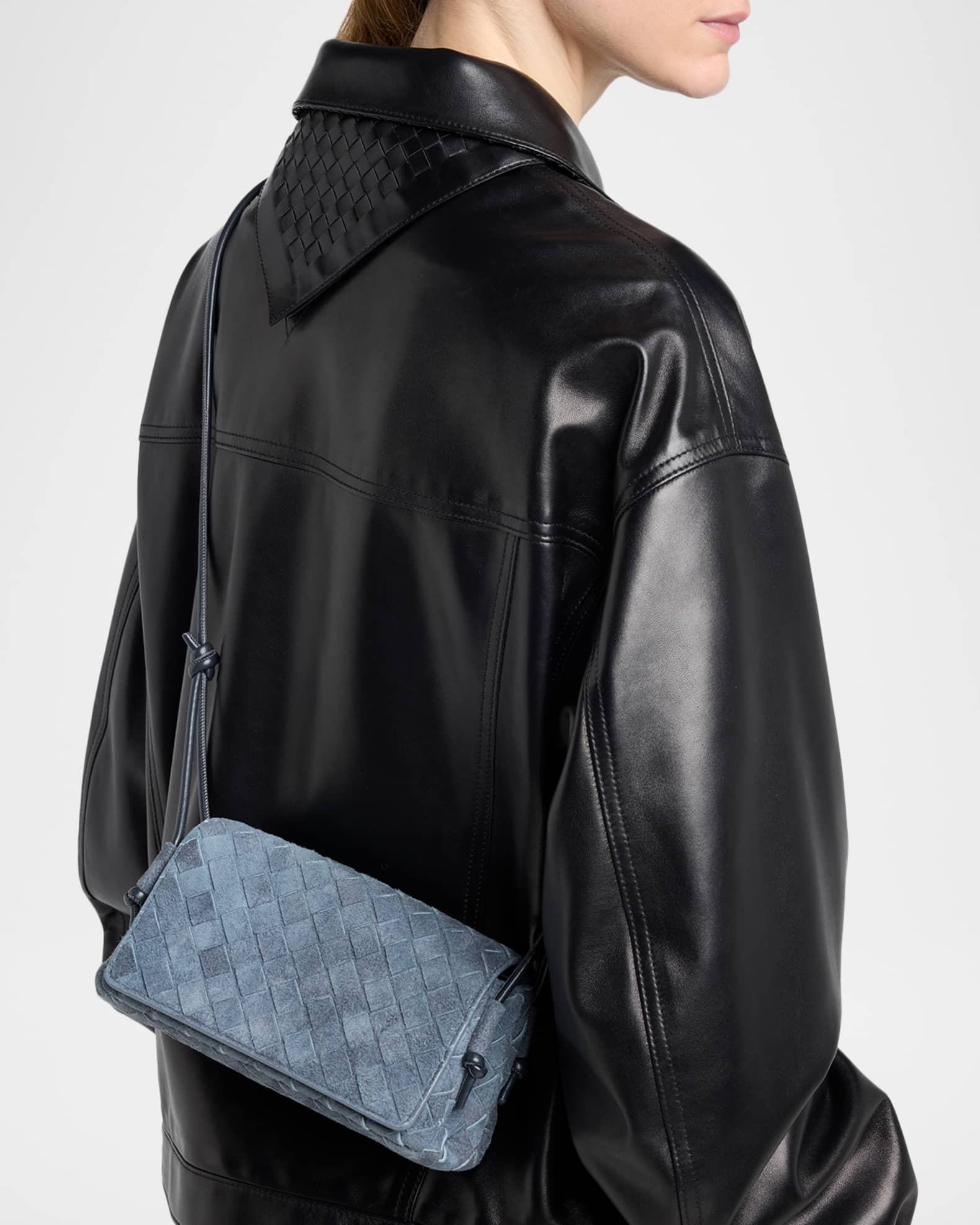Bottega Veneta Notturno Suede Crossbody Pouch Bag | Neiman Marcus