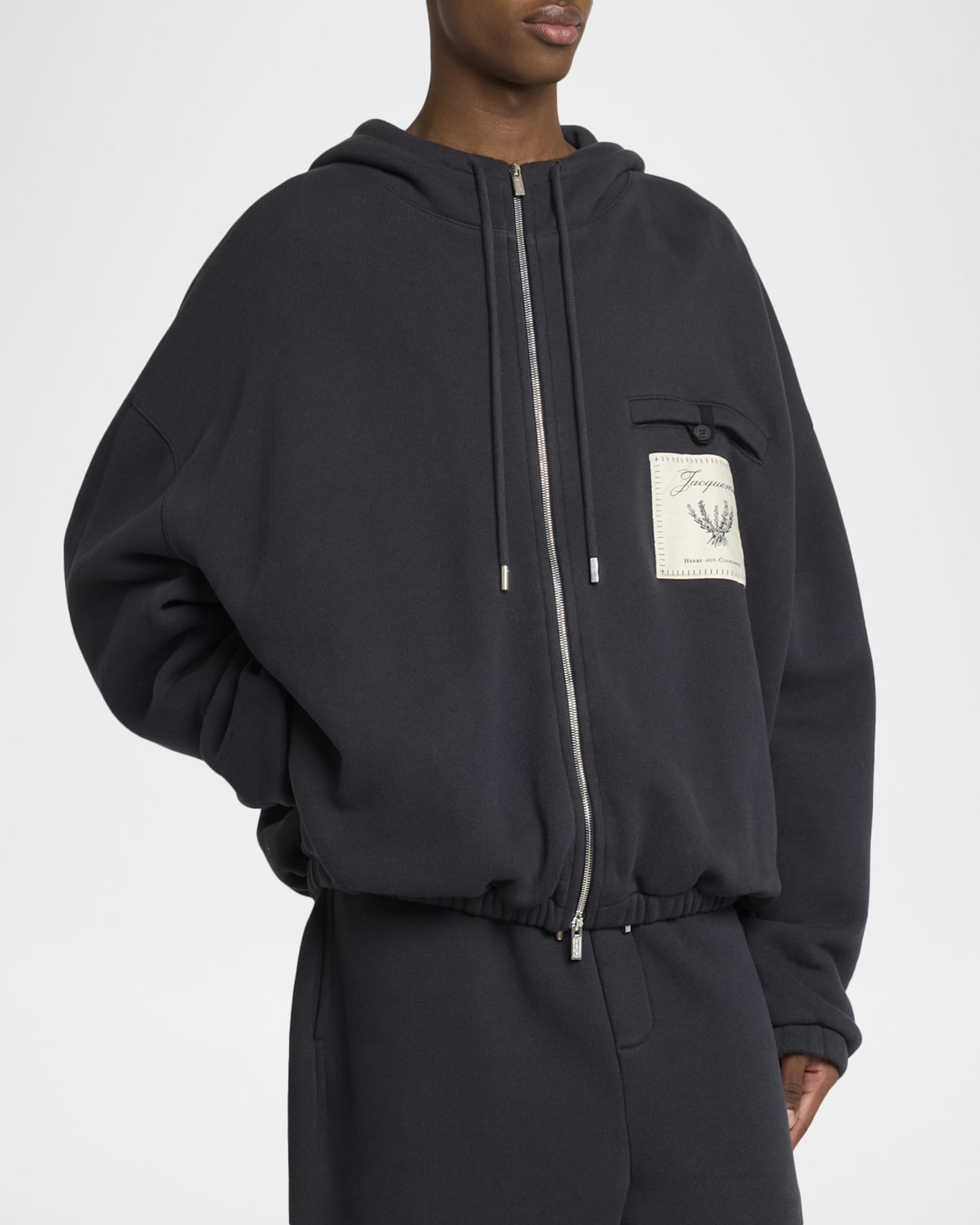 Jacquemus Men's The Torneo Rosemary Label Full-Zip Hoodie | Neiman