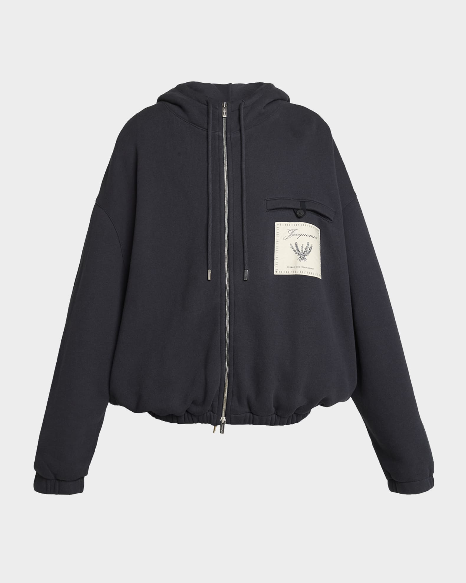 Jacquemus Men's The Torneo Rosemary Label Full-Zip Hoodie | Neiman