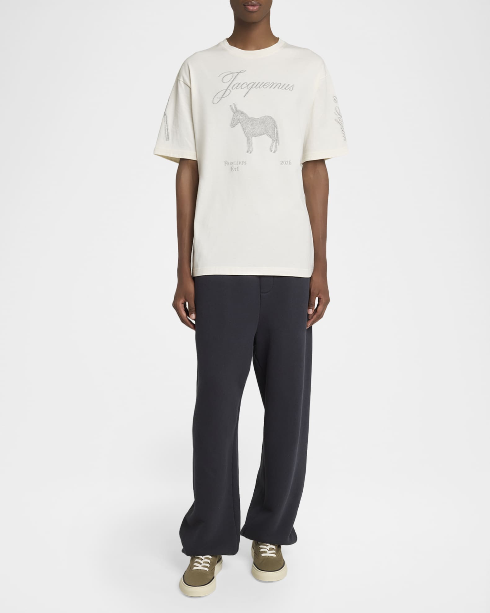 Jacquemus Men's Embroidered Le Paysan Crewneck T-Shirt | Neiman Marcus