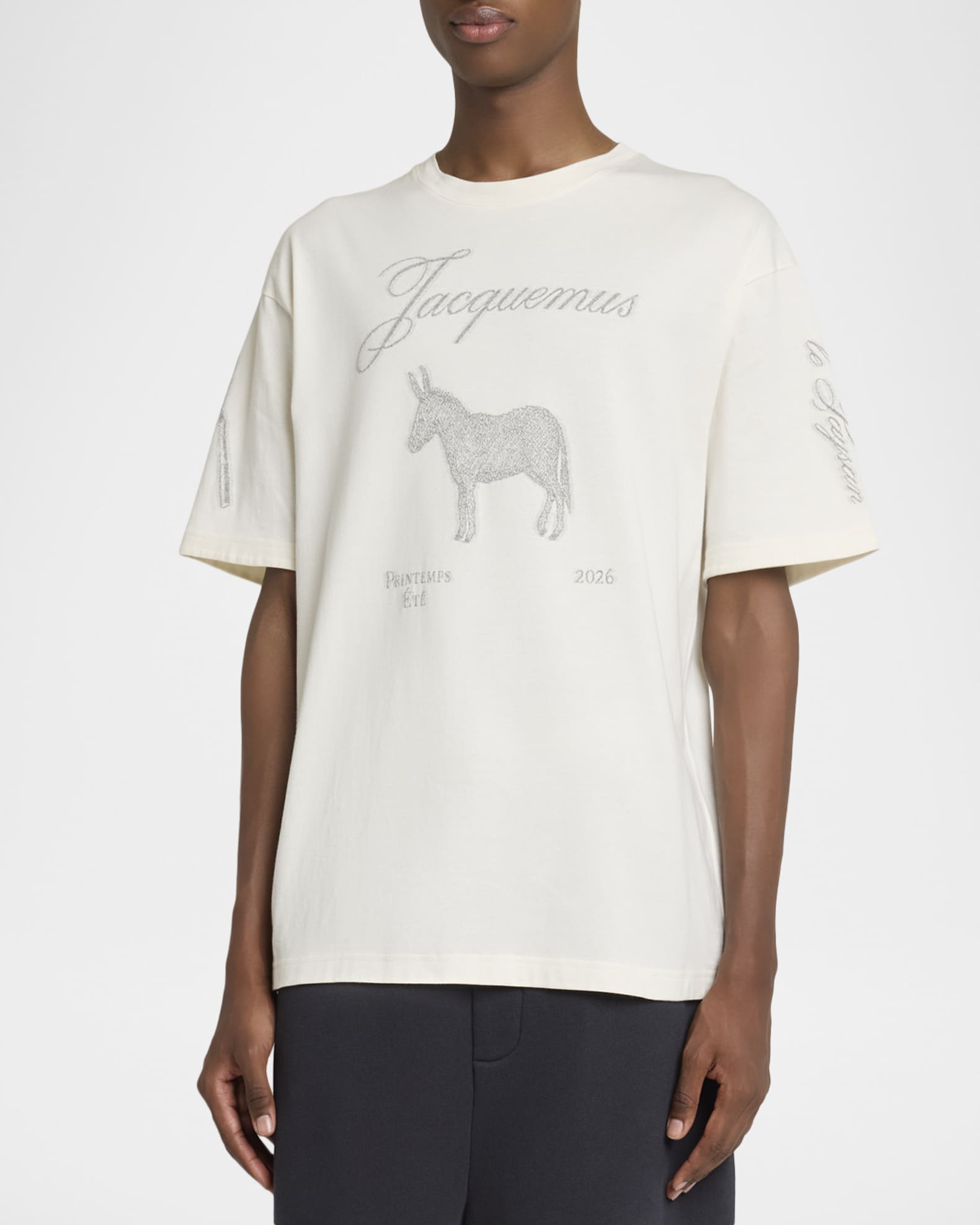 Jacquemus Men's Embroidered Le Paysan Crewneck T-Shirt | Neiman Marcus