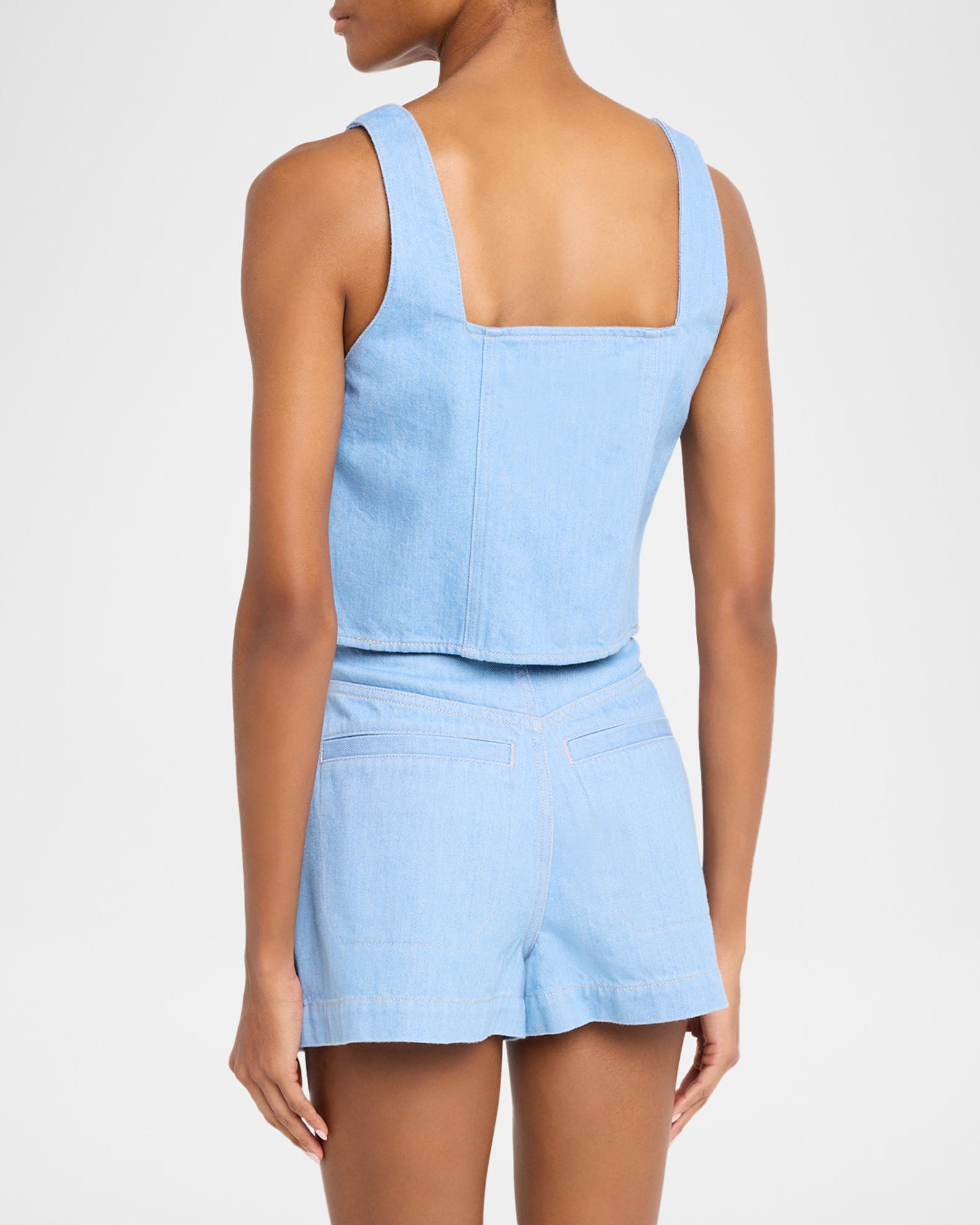 Veronica Beard Spensley Cropped Denim Vest | Neiman Marcus