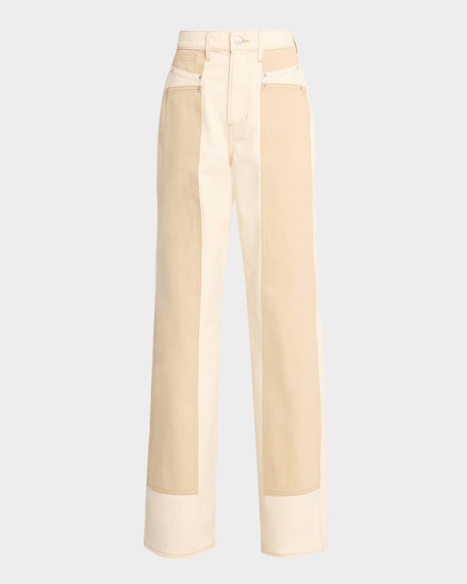 Veronica Beard Taylor Color-Block Wide-Leg Jeans | Neiman Marcus