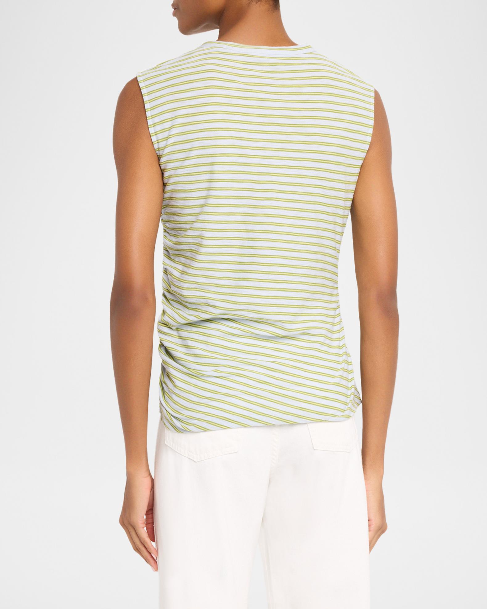 Veronica Beard Johana Stripe Sleeveless Ruched Tee | Neiman Marcus