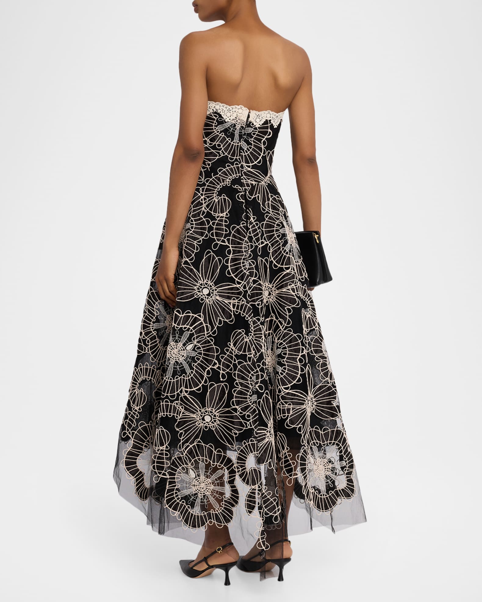 teri jon by rickie freeman crepe off-the-shoulder embroidered tulle dress Teri Jon By Rickie Freeman Women's Floral Embroidered Tulle Gown - Multi - Size 2