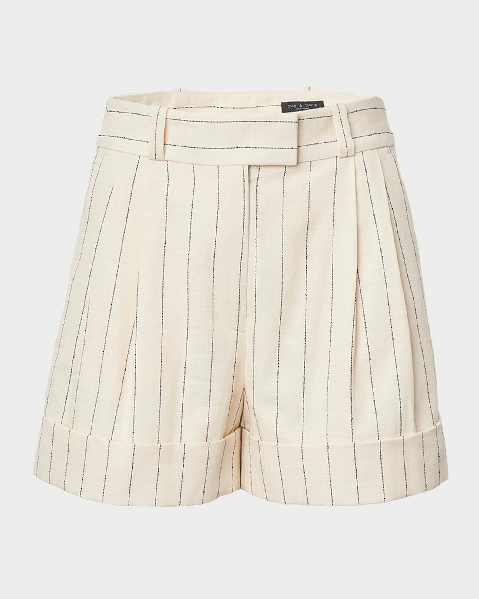 rag & bone Neila Pinstripe Linen-Cotton Tailored Shorts | Neiman Marcus