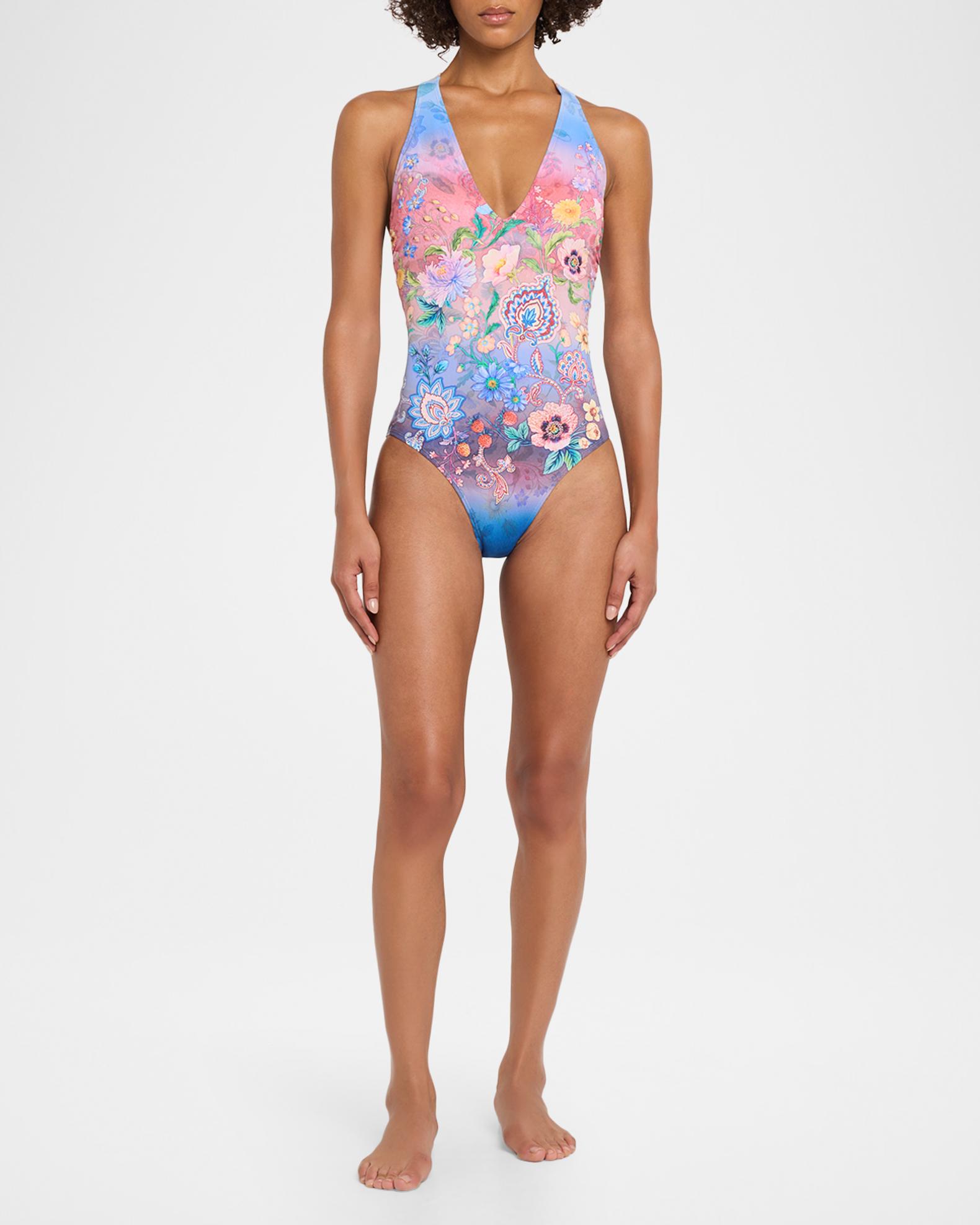 Johnny Was Lilliana Cross-Back One-Piece Swimsuit | Neiman Marcus
