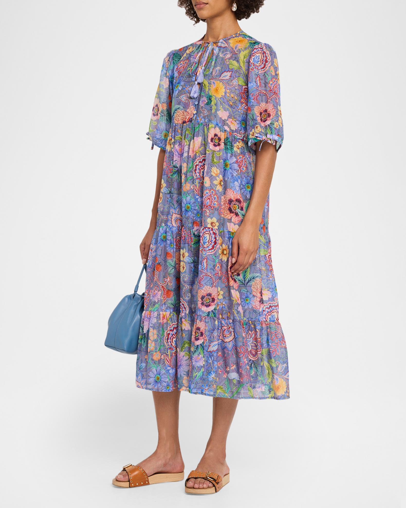 by johnny knotted carnation midi dress Johnny Was Embroidered Midi Dress