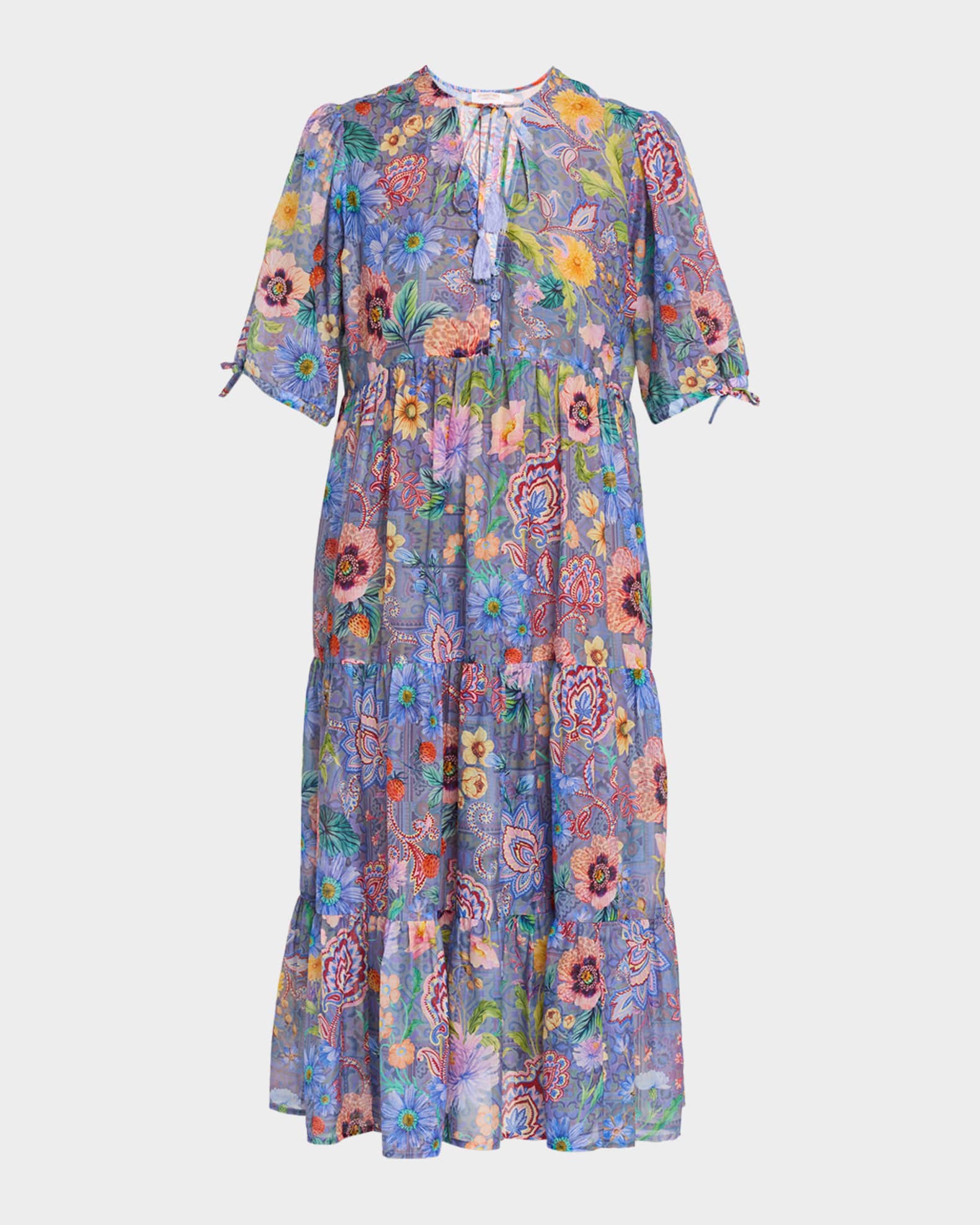 Johnny Was Lilliana Tiered Midi Dress | Neiman Marcus