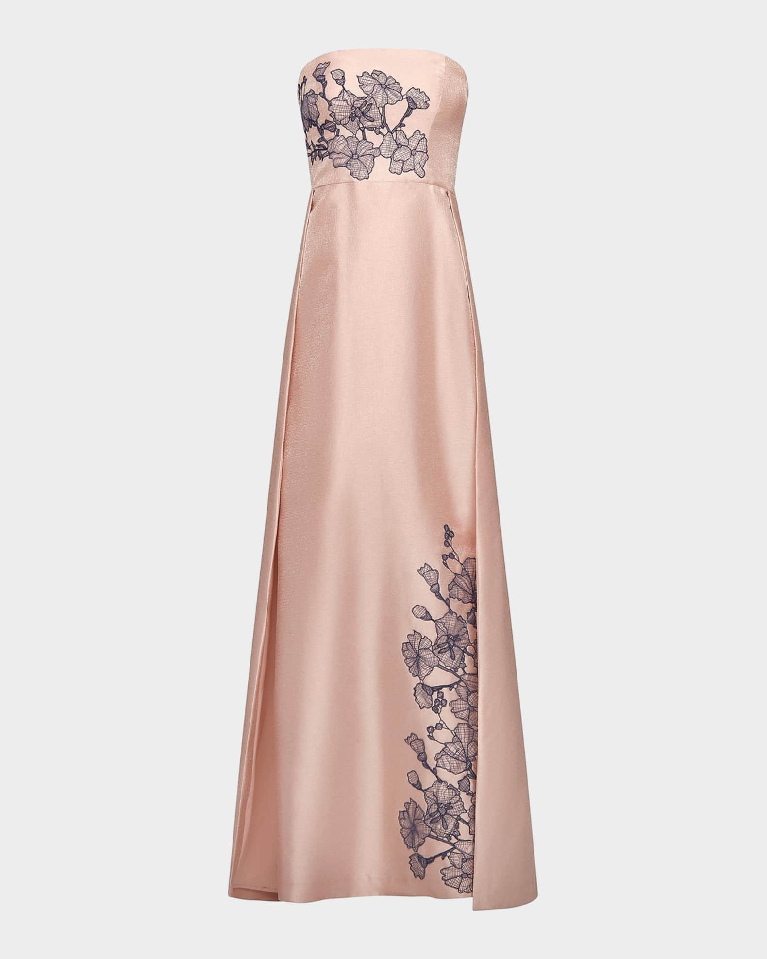 kay unger evening dresses Black/Tea Rose / 8 pleated maxi style Kay Unger Womens Lace Sheath