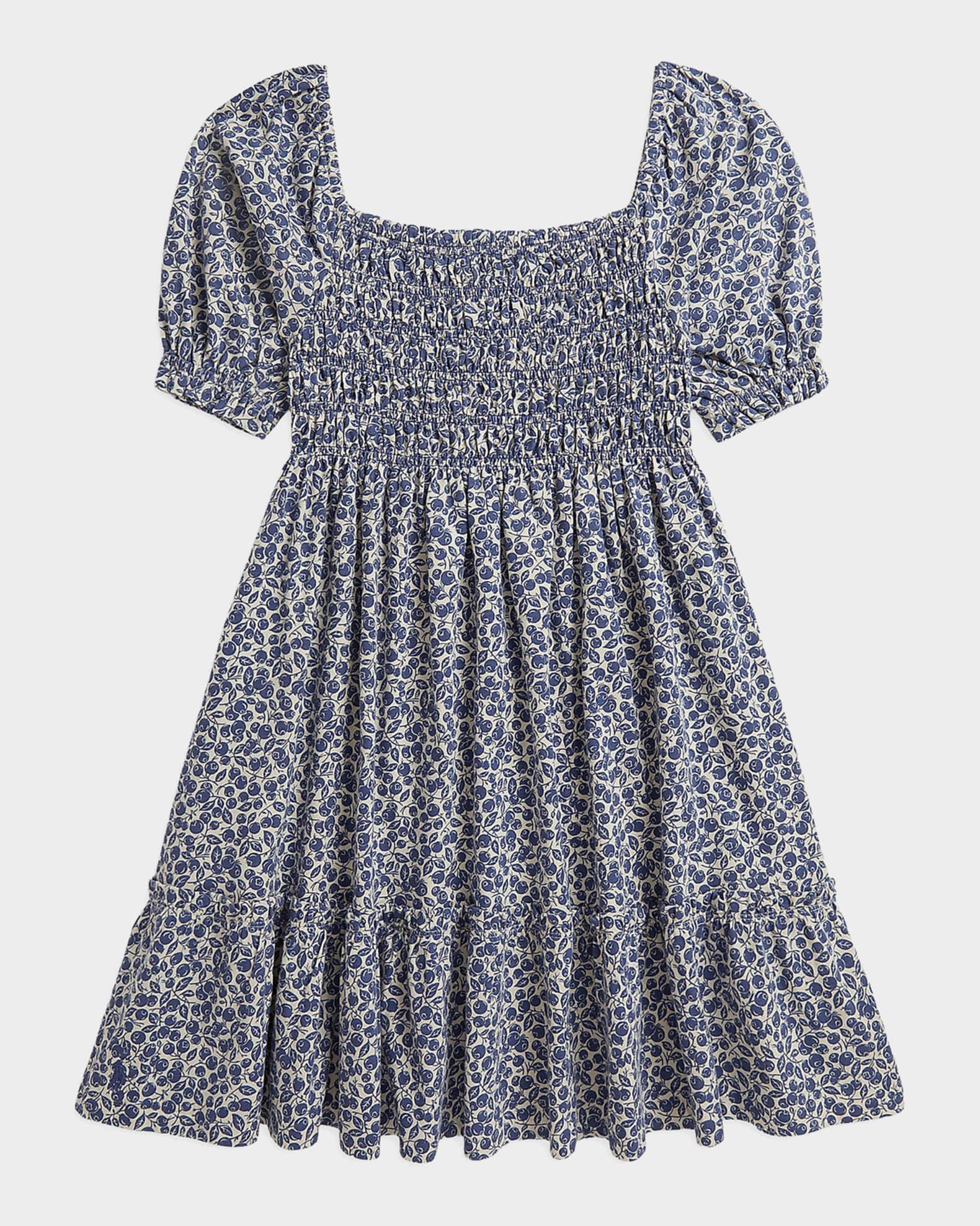 Polo Ralph Lauren Girl's Blueberry-Print Cotton Jersey Dress, Size S-XL