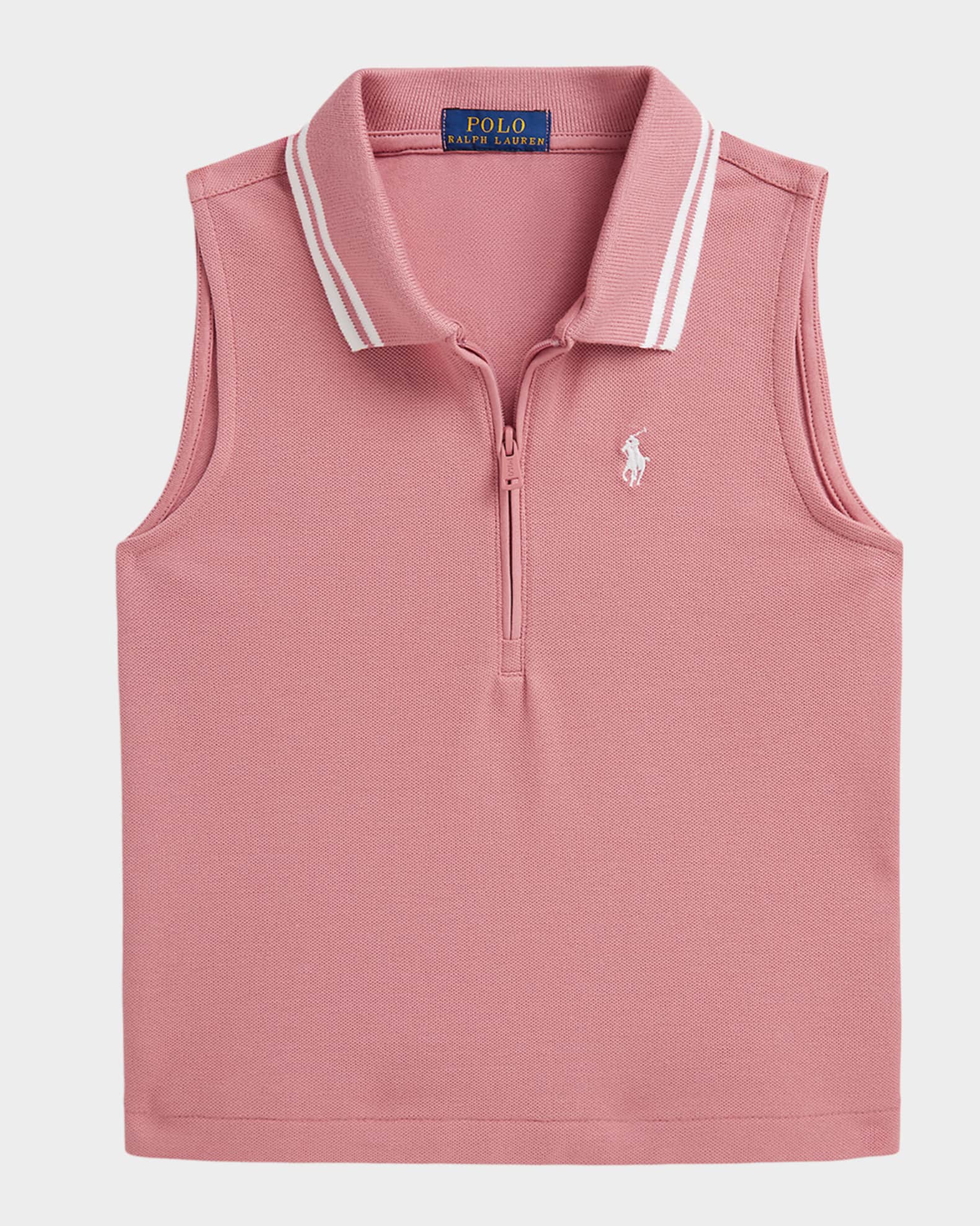 Polo Ralph Lauren Girl's Stretch Mesh Half-Zip Boxy Polo Shirt