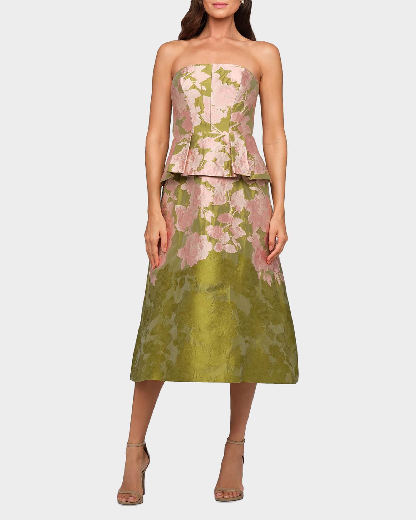 kay unger cocktail dresses Rosalie Midi Dress  Silver Sequined Lace Cocktail Dress