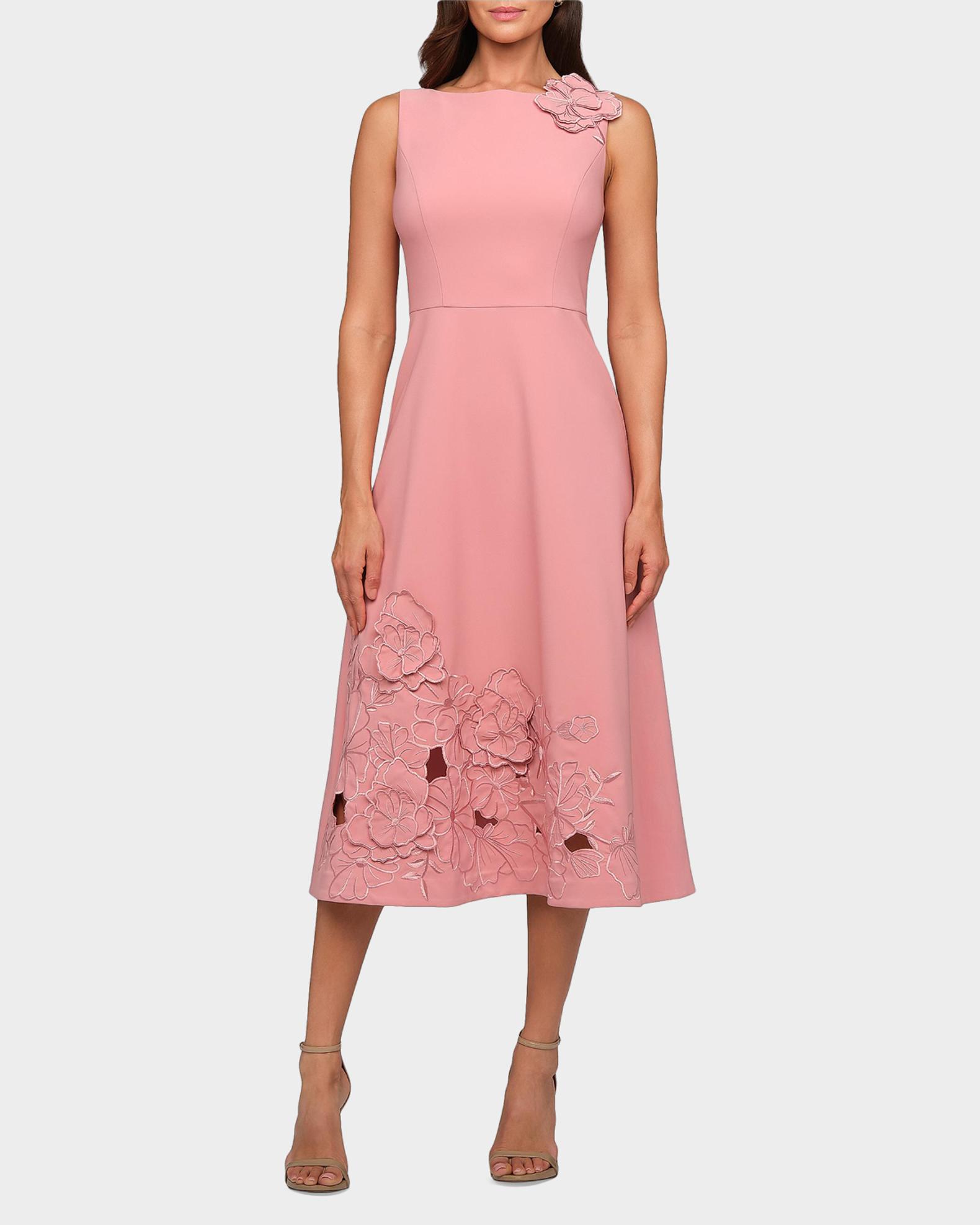 Kay Unger New York Heidi Floral Appliqué Stretch-Crepe Midi Dress ...