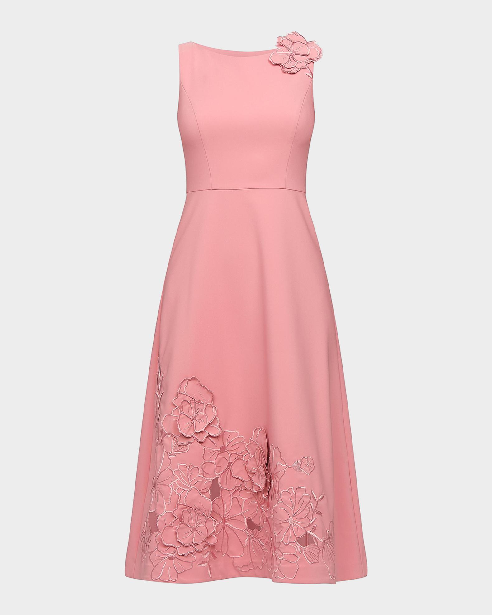 Kay Unger New York Heidi Floral Appliqué Stretch-Crepe Midi Dress ...