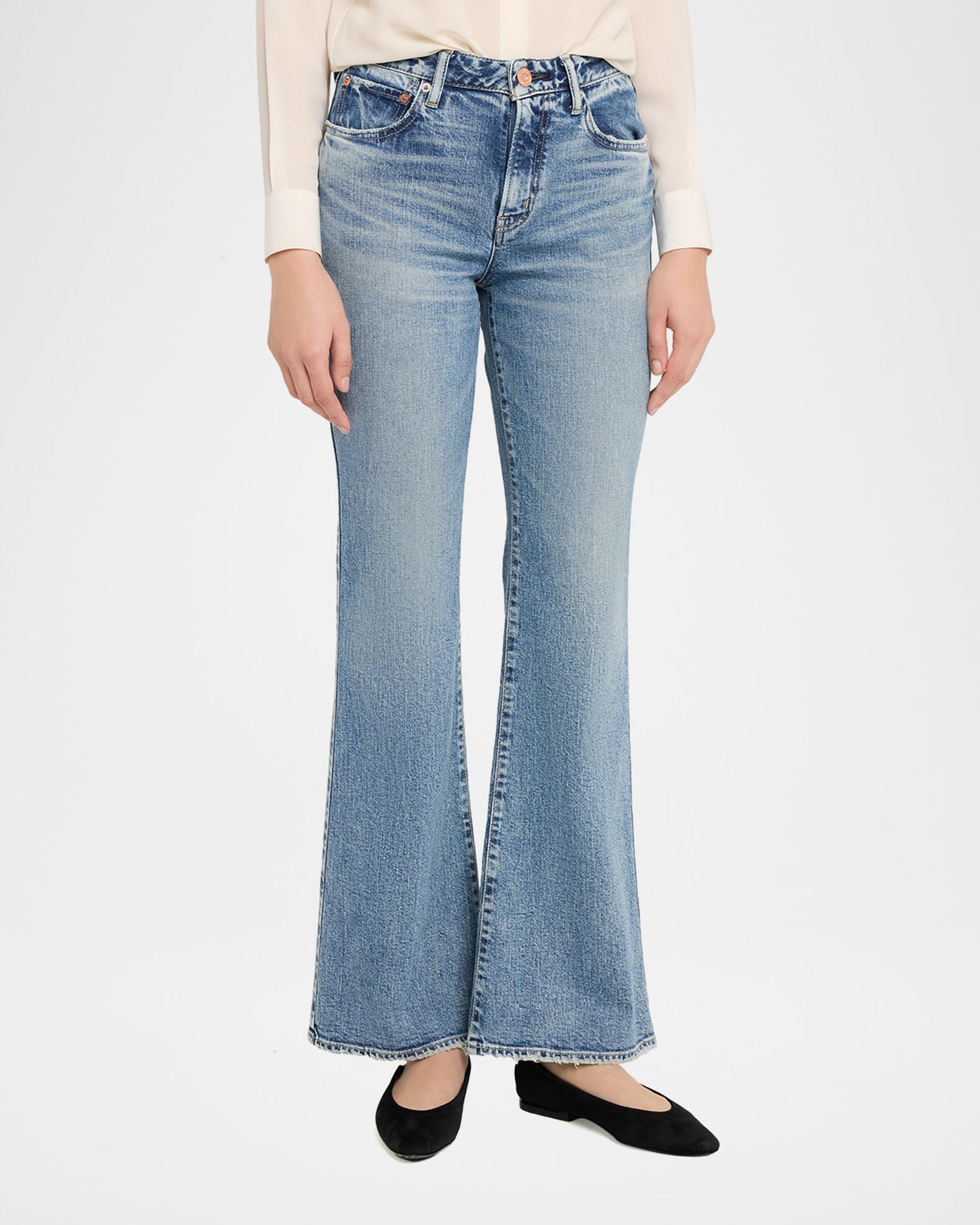 MOUSSY VINTAGE Washed Denim Mid-Rise Flared Jeans | Neiman Marcus
