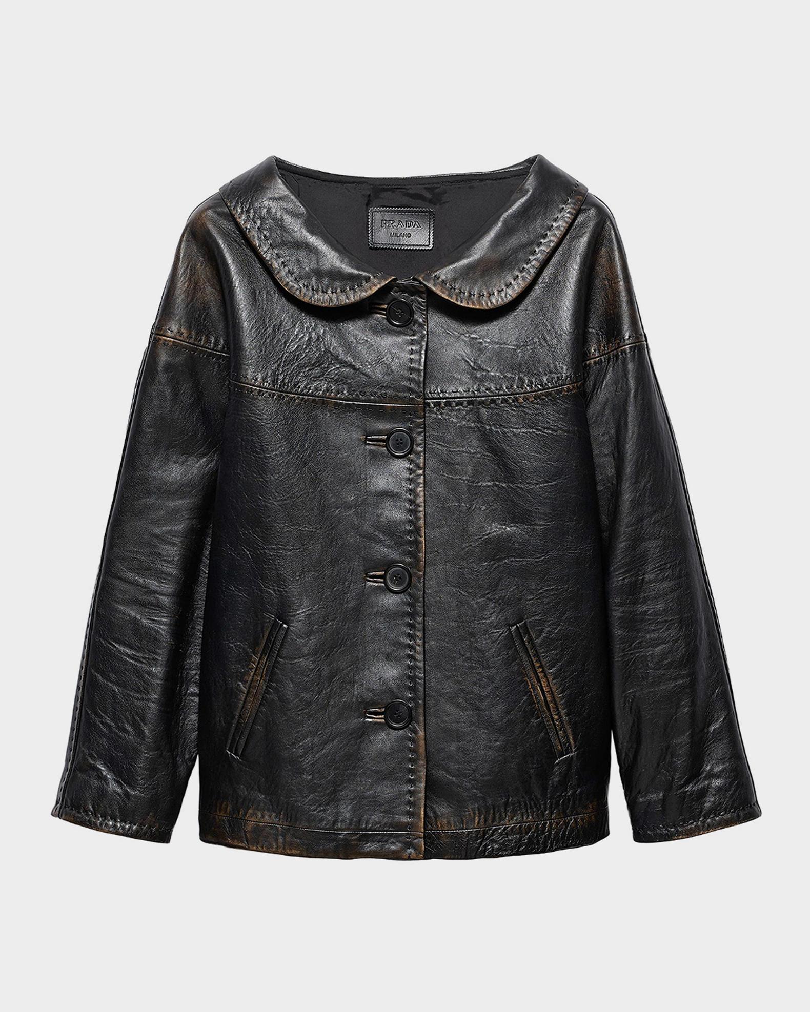 Prada Antiqued Nappa Leather Jacket | Neiman Marcus
