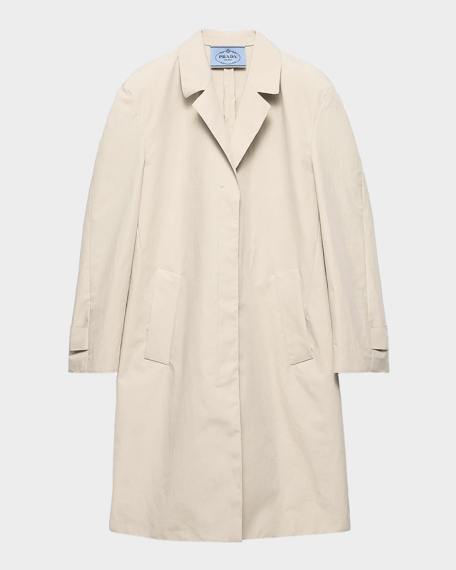 Prada Snap-Front Double Poplin Coat | Neiman Marcus