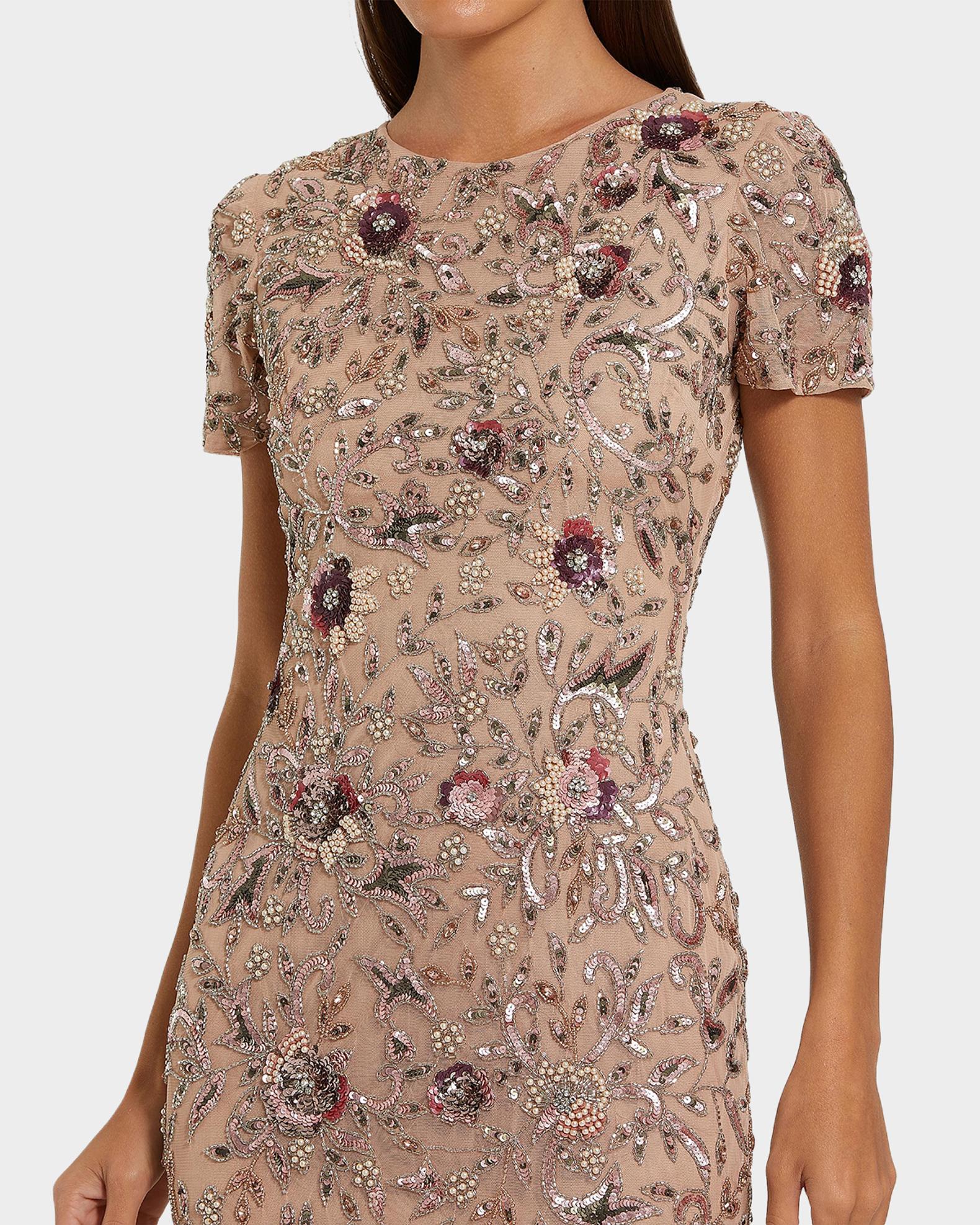 mac duggal midi sequin dress Mac Duggal Women's Sequin High Neck Sleeveless Midi Cocktail Dress