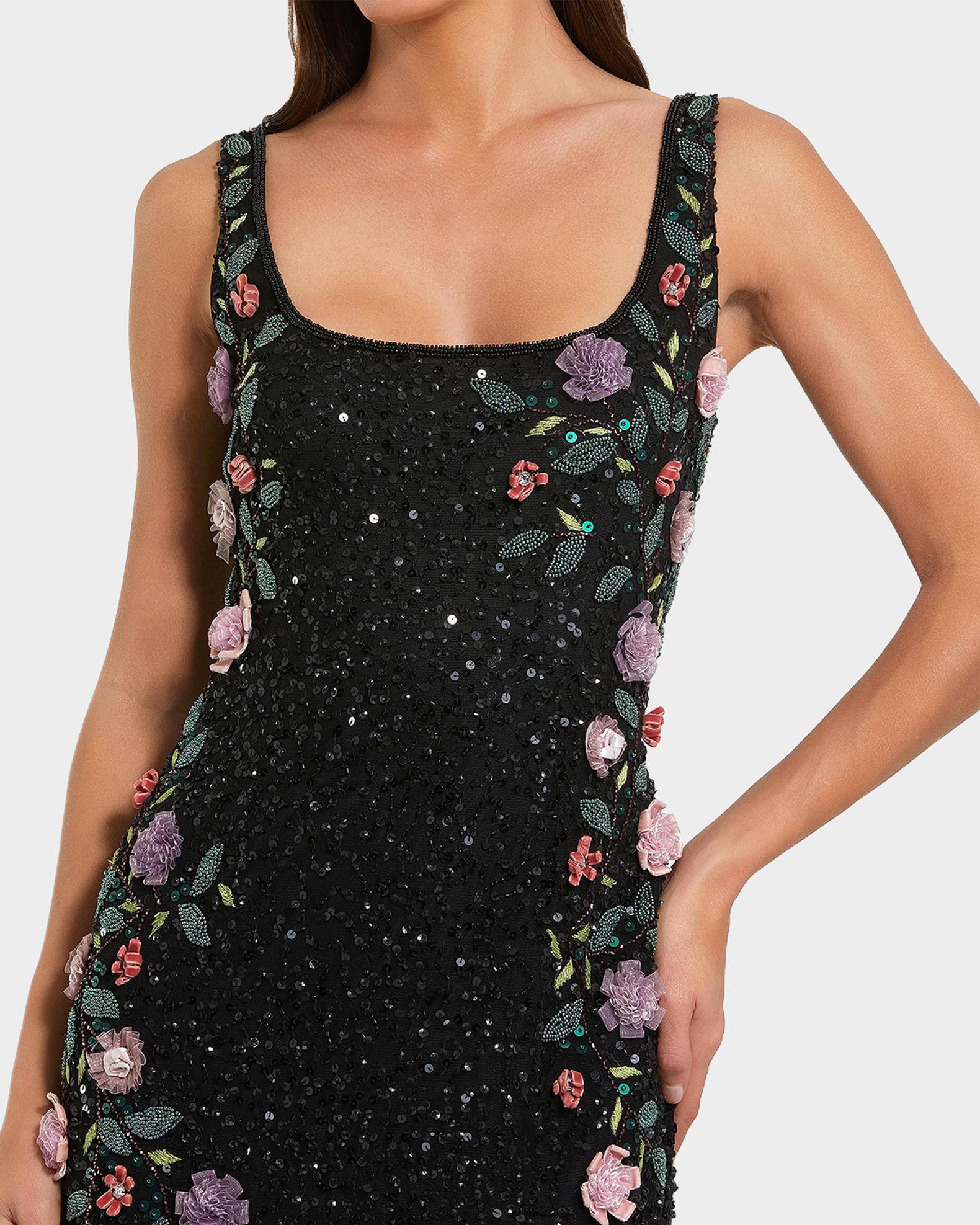 Mac Duggal Evening Embellished Floral Scoop-Neck Gown