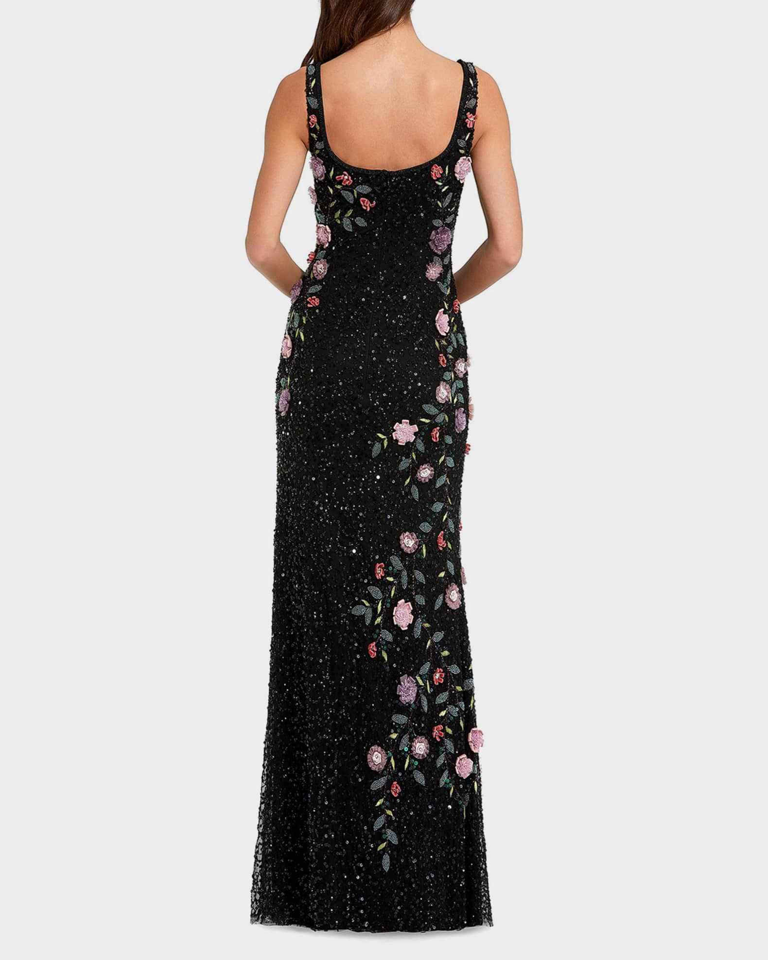 Mac Duggal Evening Embellished Floral Scoop-Neck Gown | Neiman Marcus