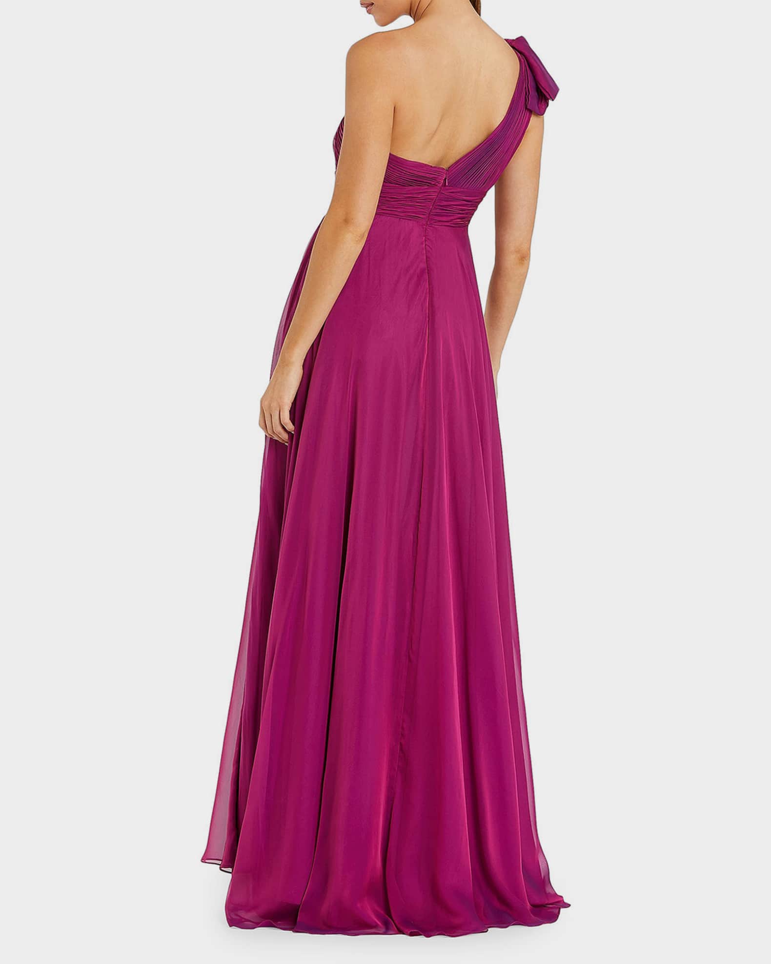 Mac Duggal Pleated One-Shoulder Gown | Neiman Marcus